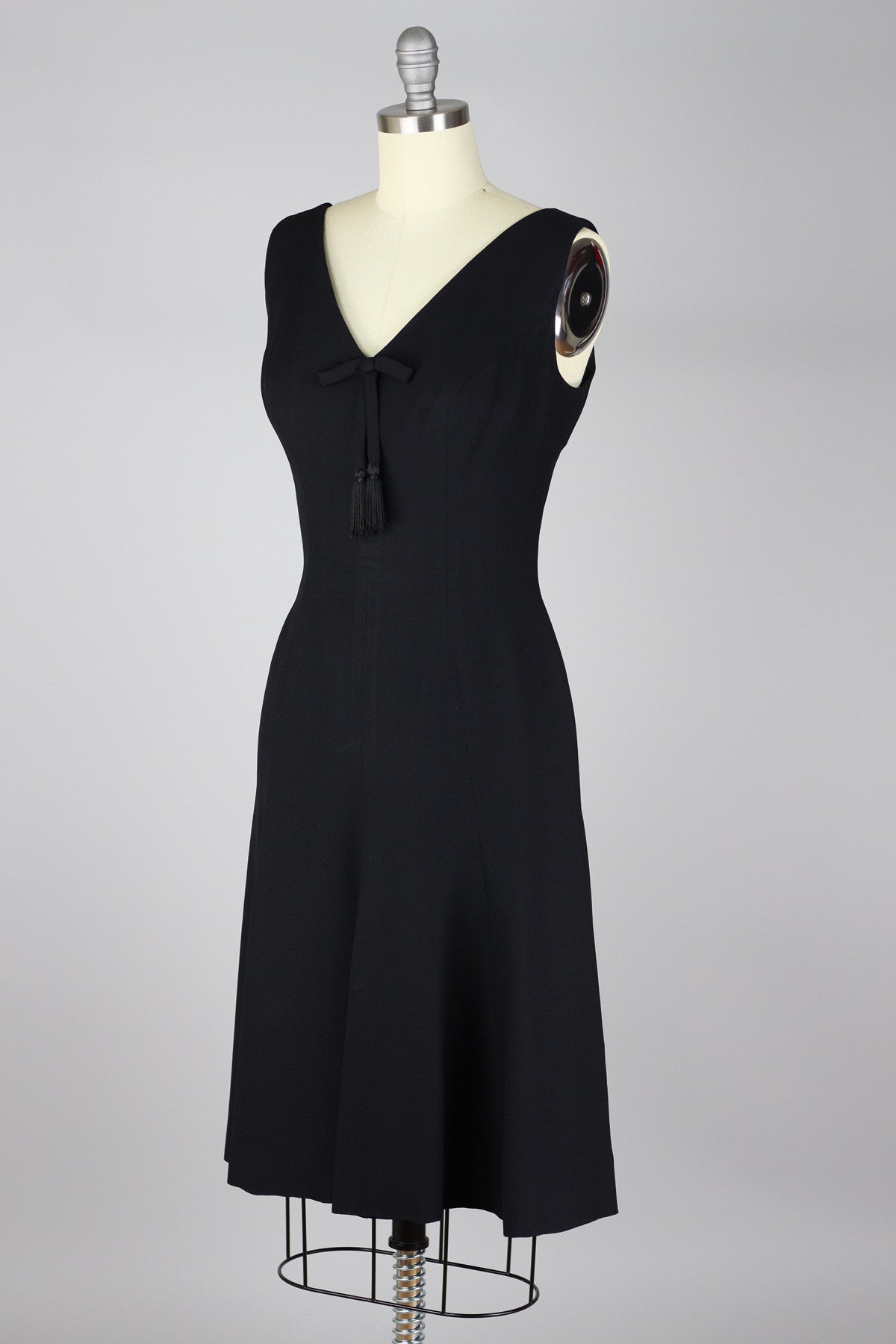 Elegant 1960s Black Crepe Cocktail Dress