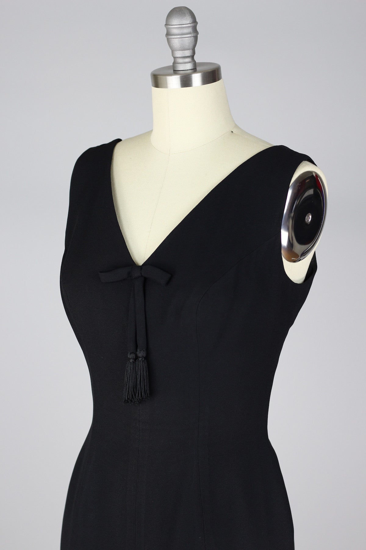 Elegant 1960s Black Crepe Cocktail Dress