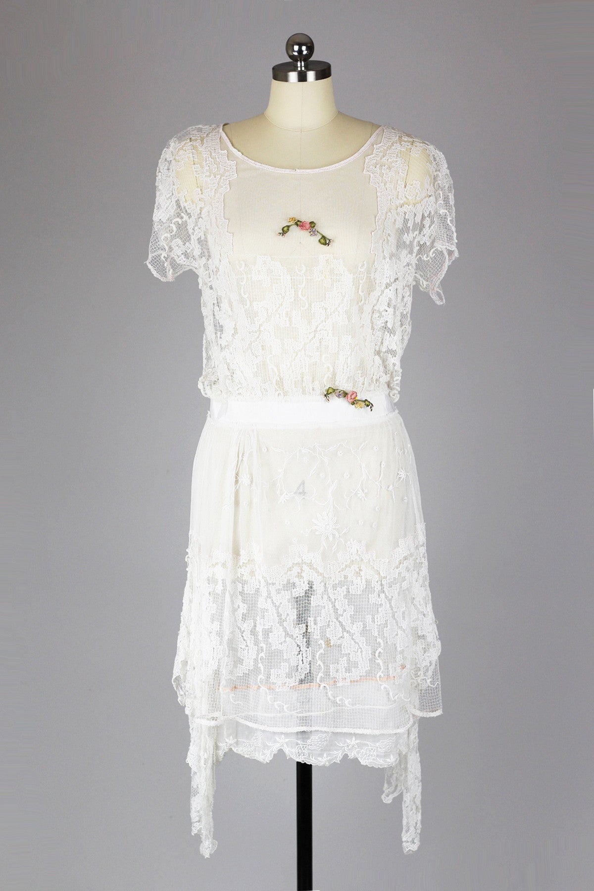 Stunning 1920s Asymmetrical Lace Tea Dress Gatsby Summer Afternoon