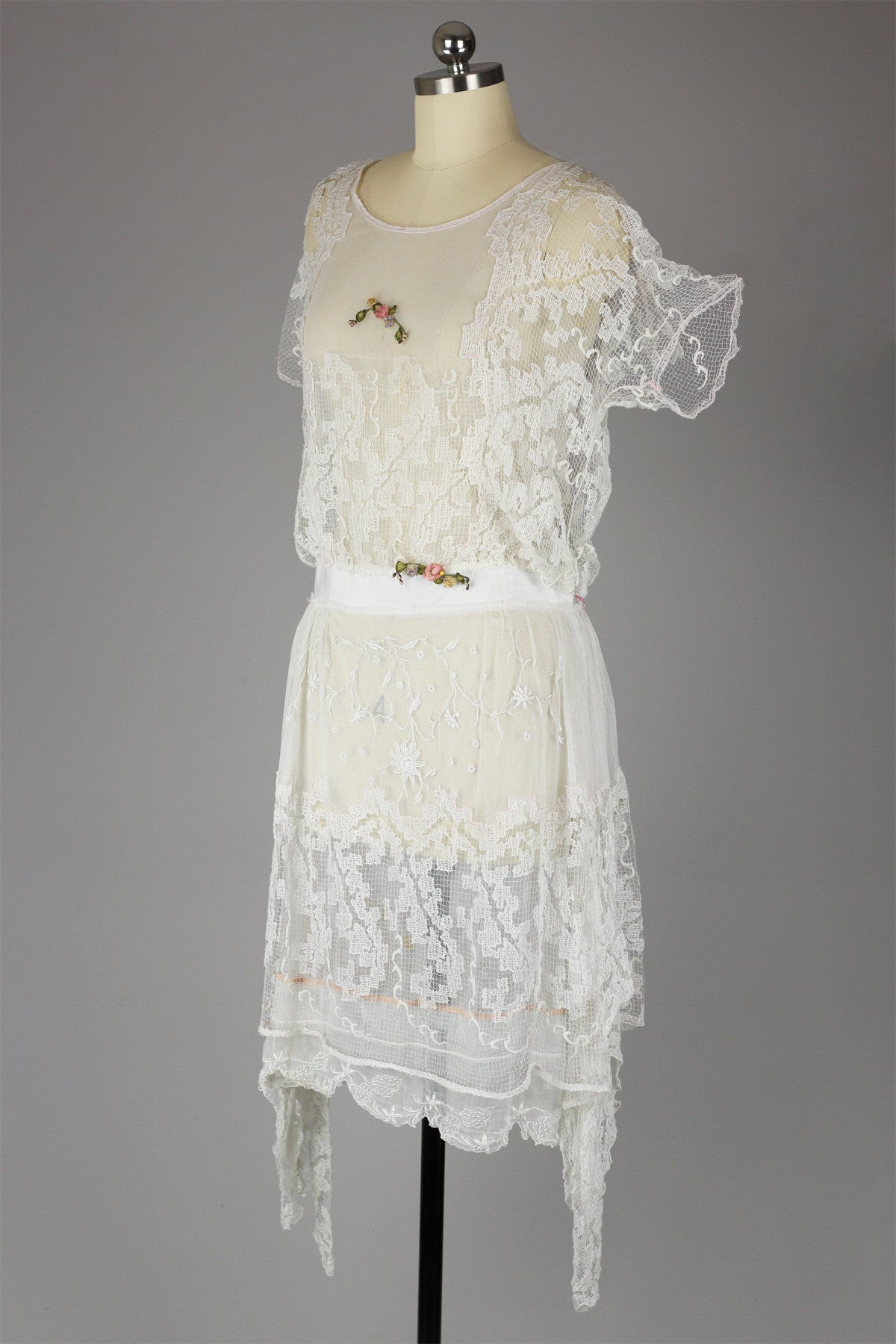 Stunning 1920s Asymmetrical Lace Tea Dress Gatsby Summer Afternoon