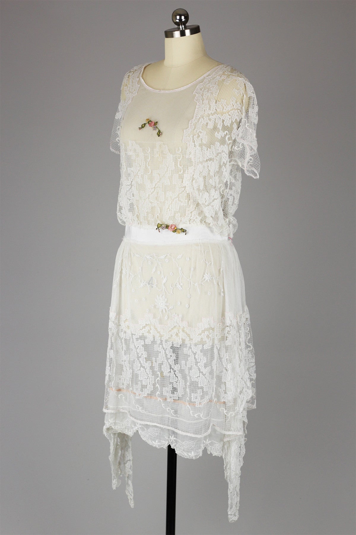 Stunning 1920s Asymmetrical Lace Tea Dress Gatsby Summer Afternoon