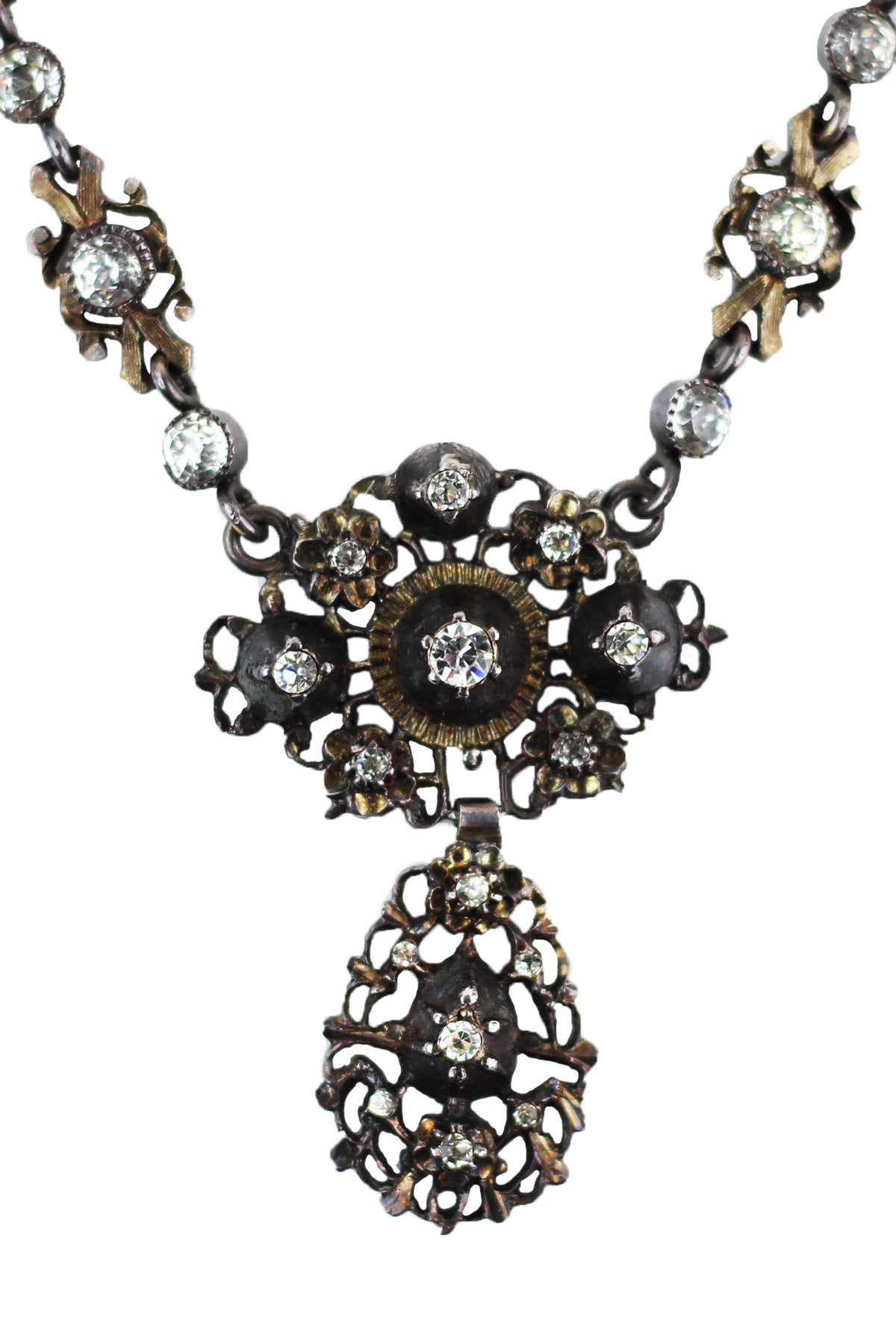 Antique French Georgian Silver Diamond Paste Riviére Ribbon Necklace