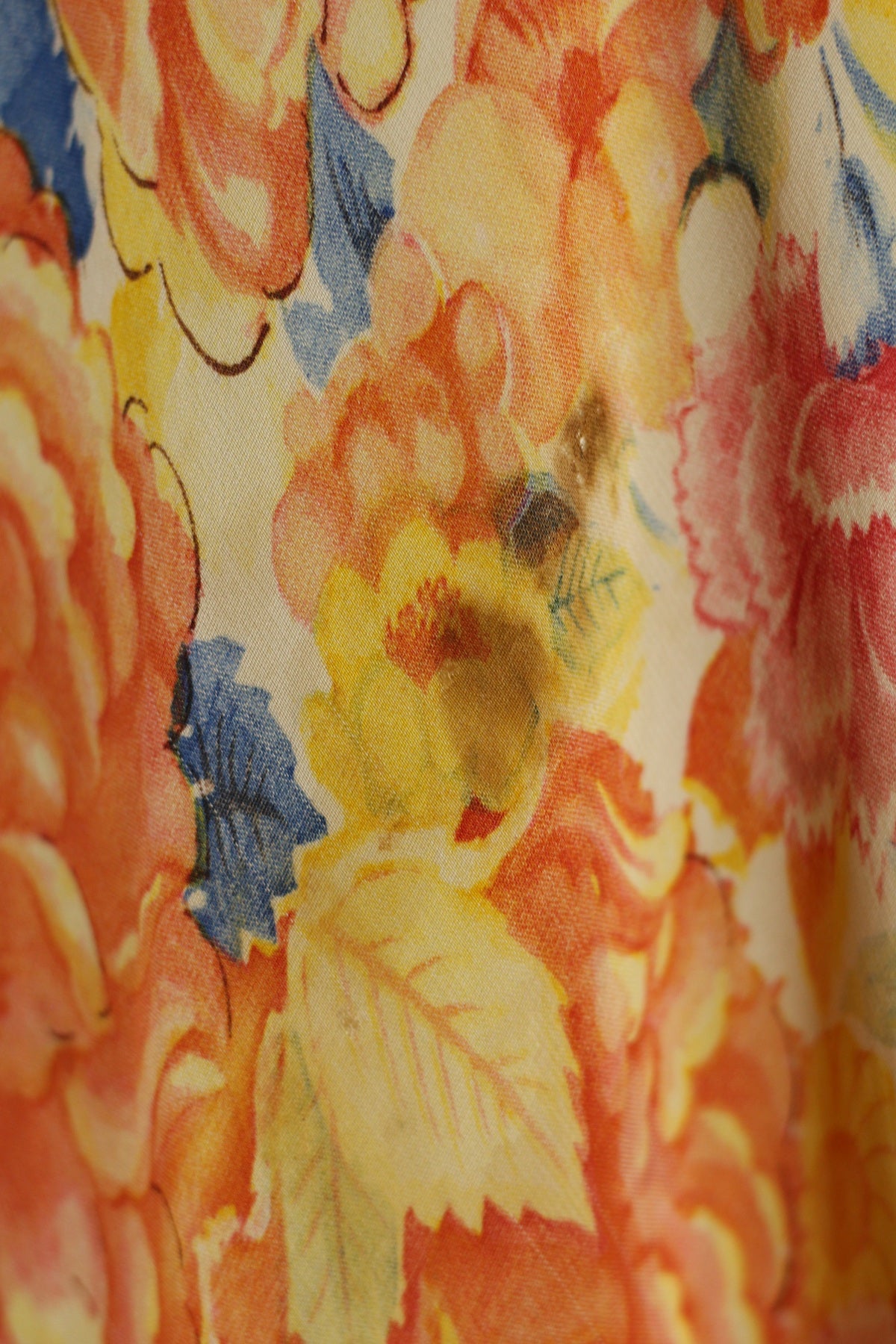 Stunning 1930s Rare Floral Silk Organza Gown with Fishtail Hem