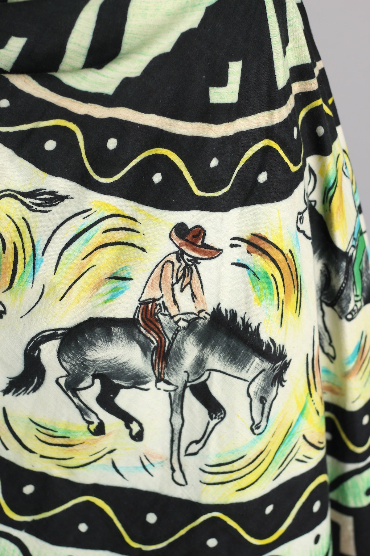 Rare 1940s 50s Hand Painted Mexican Circle Skirt