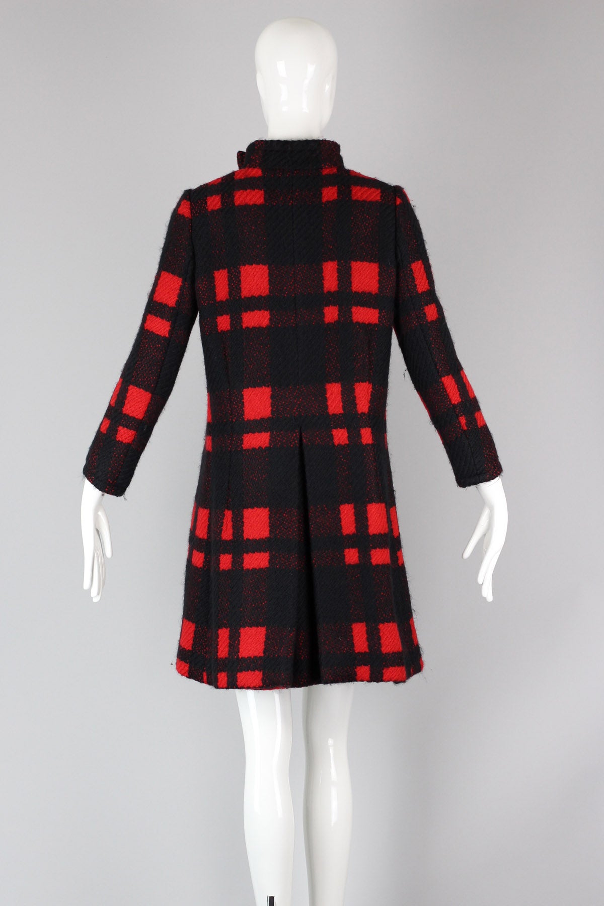 Rare Antonio Castillo (house of Lanvin) 1960s Red & Black Plaid Wool Coat
