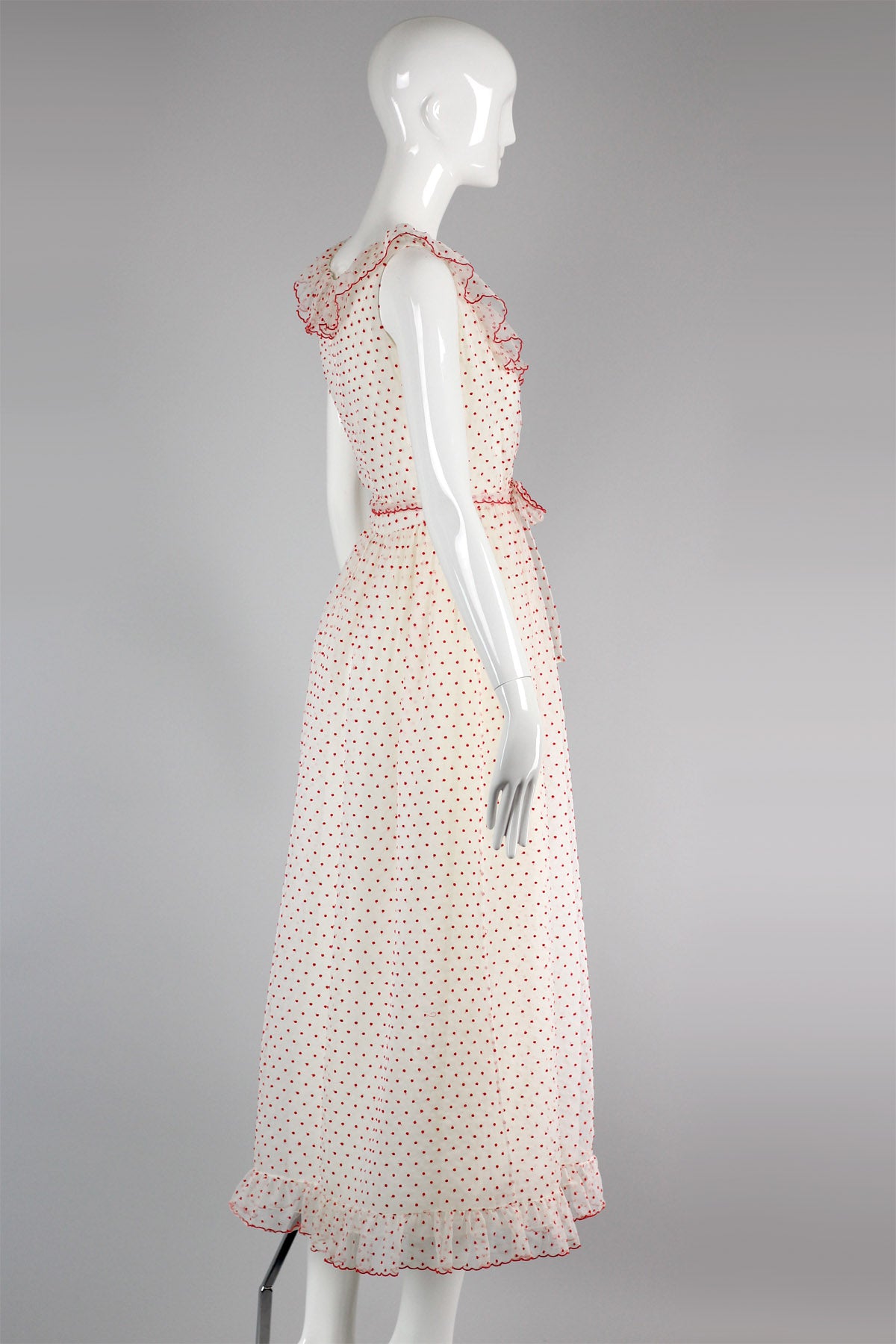 Rare Vintage 1960s Oscar de la Renta Red Swiss Dot Dress