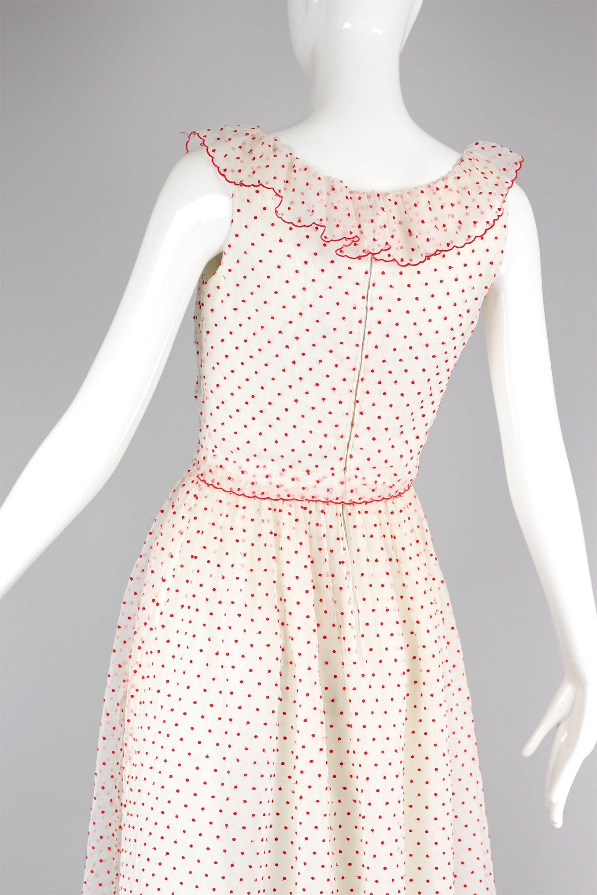 Rare Vintage 1960s Oscar de la Renta Red Swiss Dot Dress