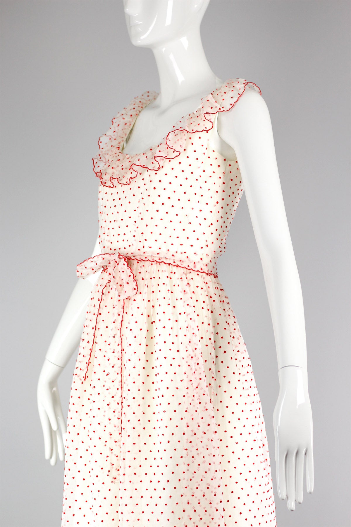 Rare Vintage 1960s Oscar de la Renta Red Swiss Dot Dress