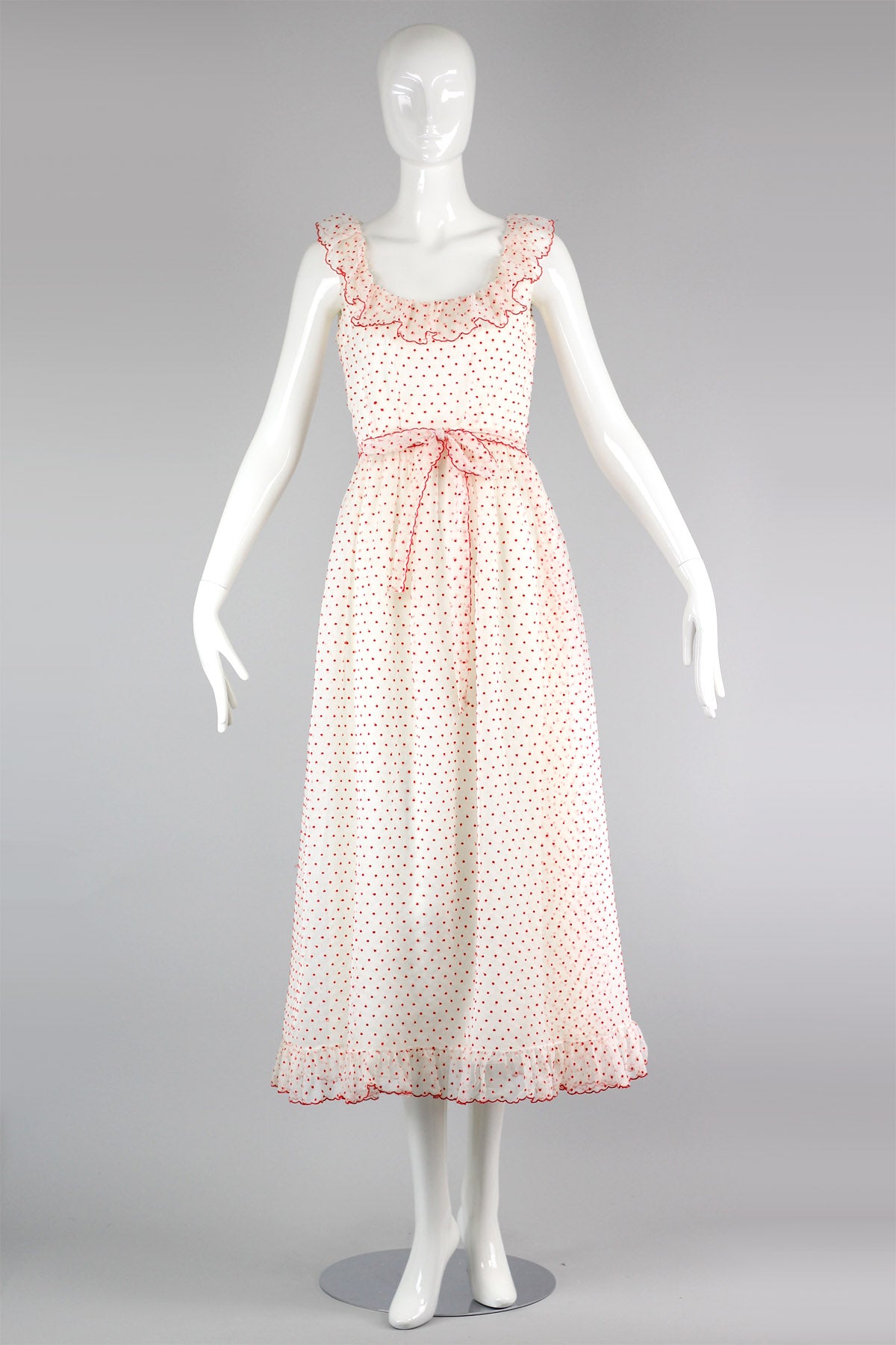 Rare Vintage 1960s Oscar de la Renta Red Swiss Dot Dress