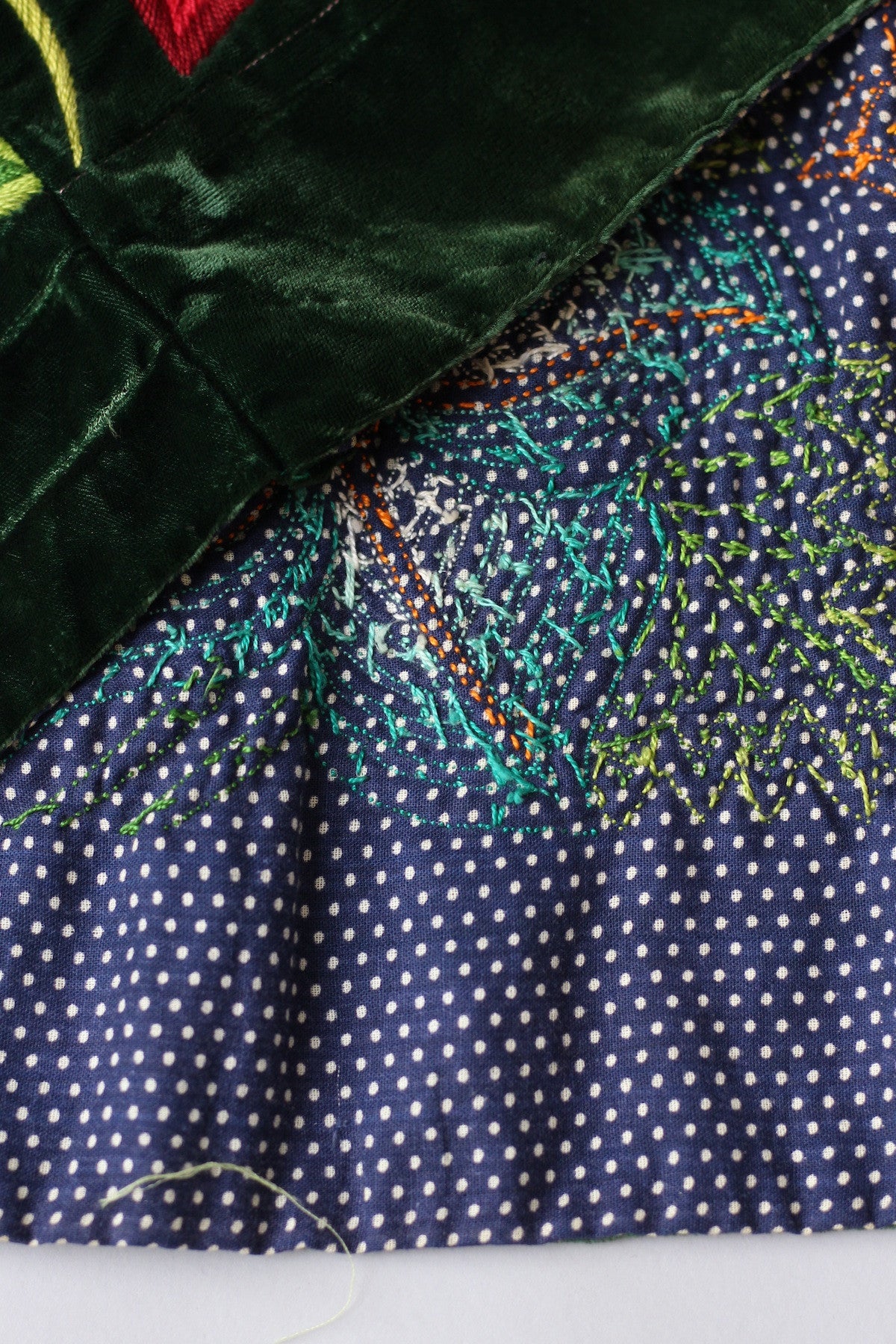 Vintage Tehuantepec Mexico Embroidered Skirt with New Waistband Green