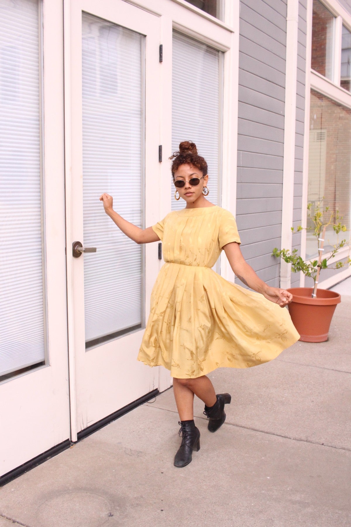 Silk Box Pleat Butterfly Dress