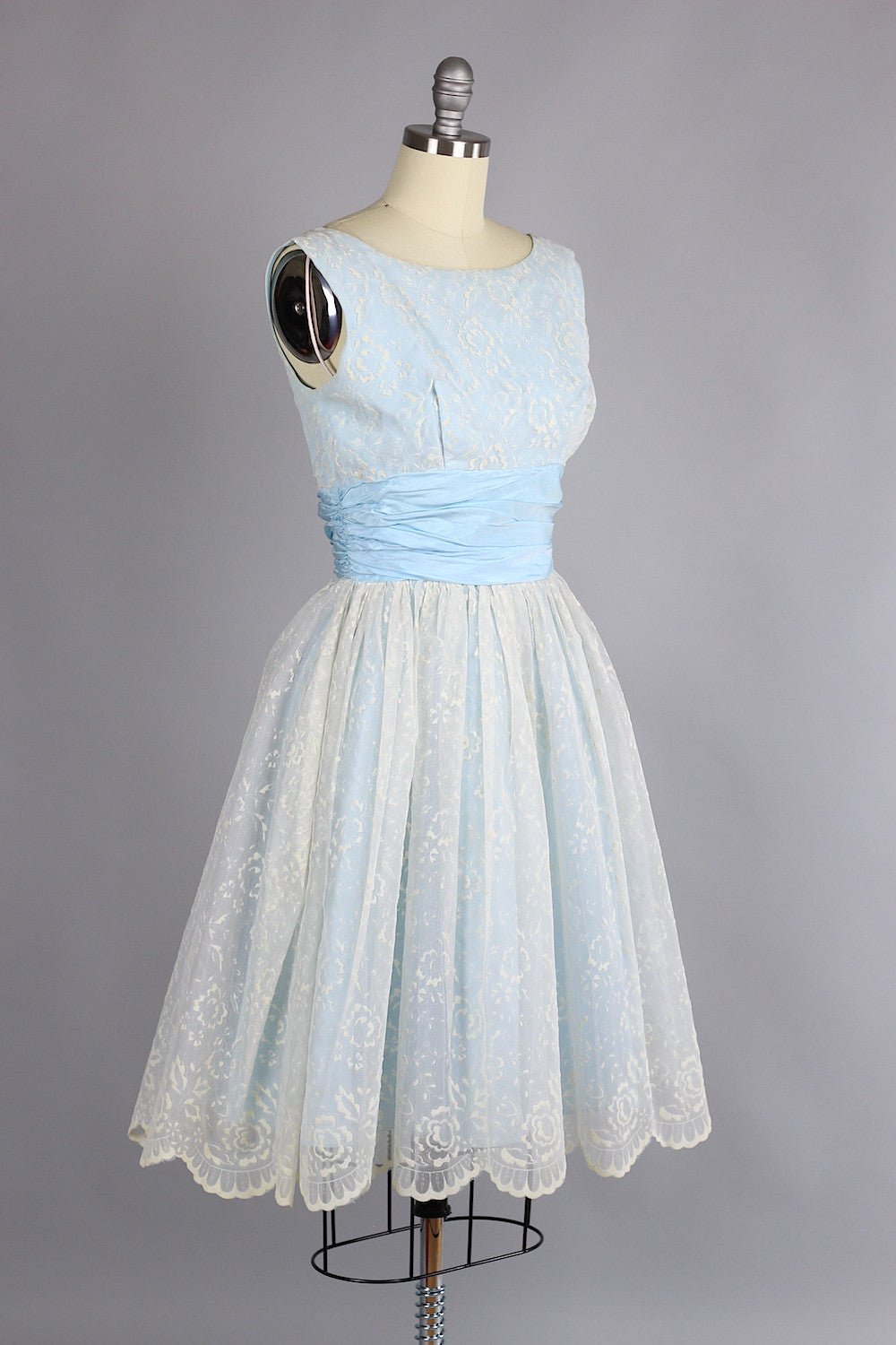 Late 1950s/ Early 1960s Pale Blue Party Hostess Dress