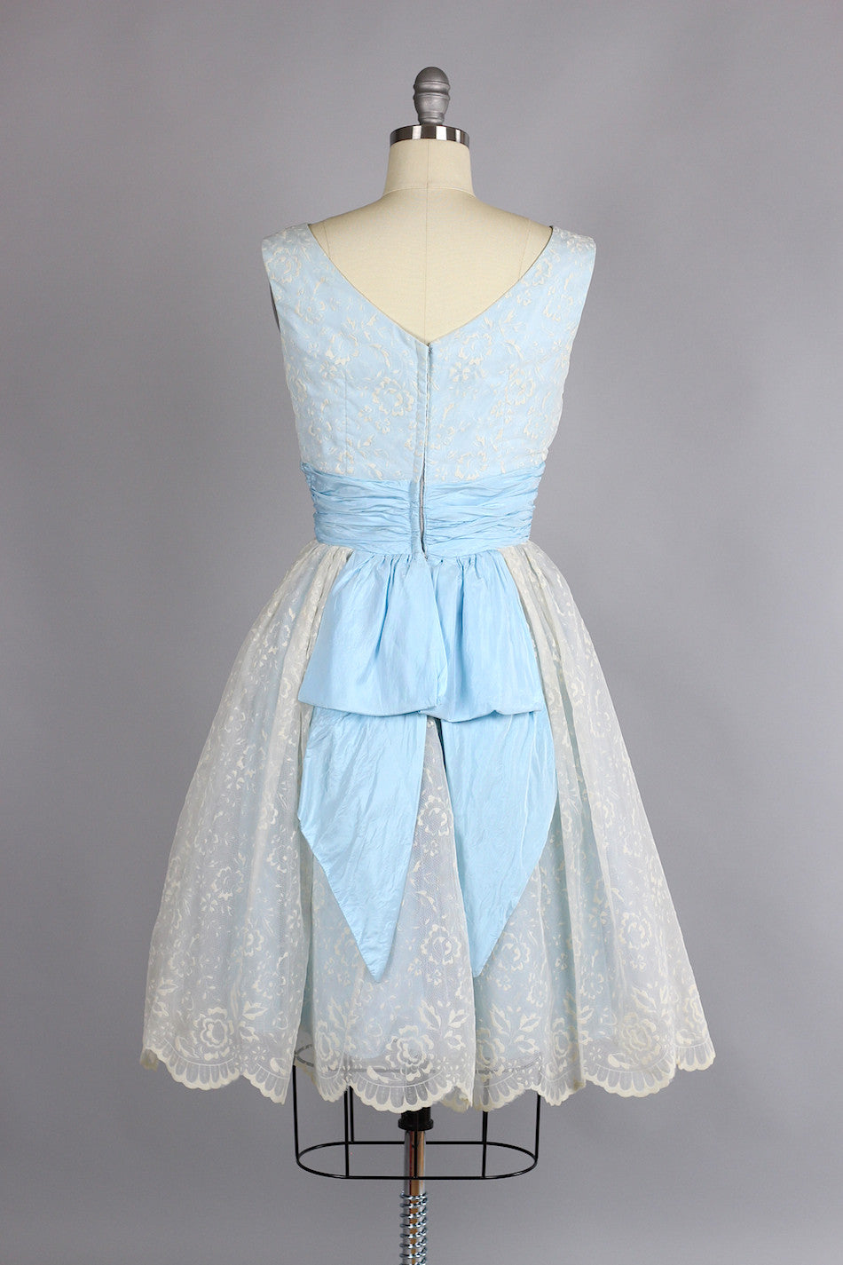 Late 1950s/ Early 1960s Pale Blue Party Hostess Dress