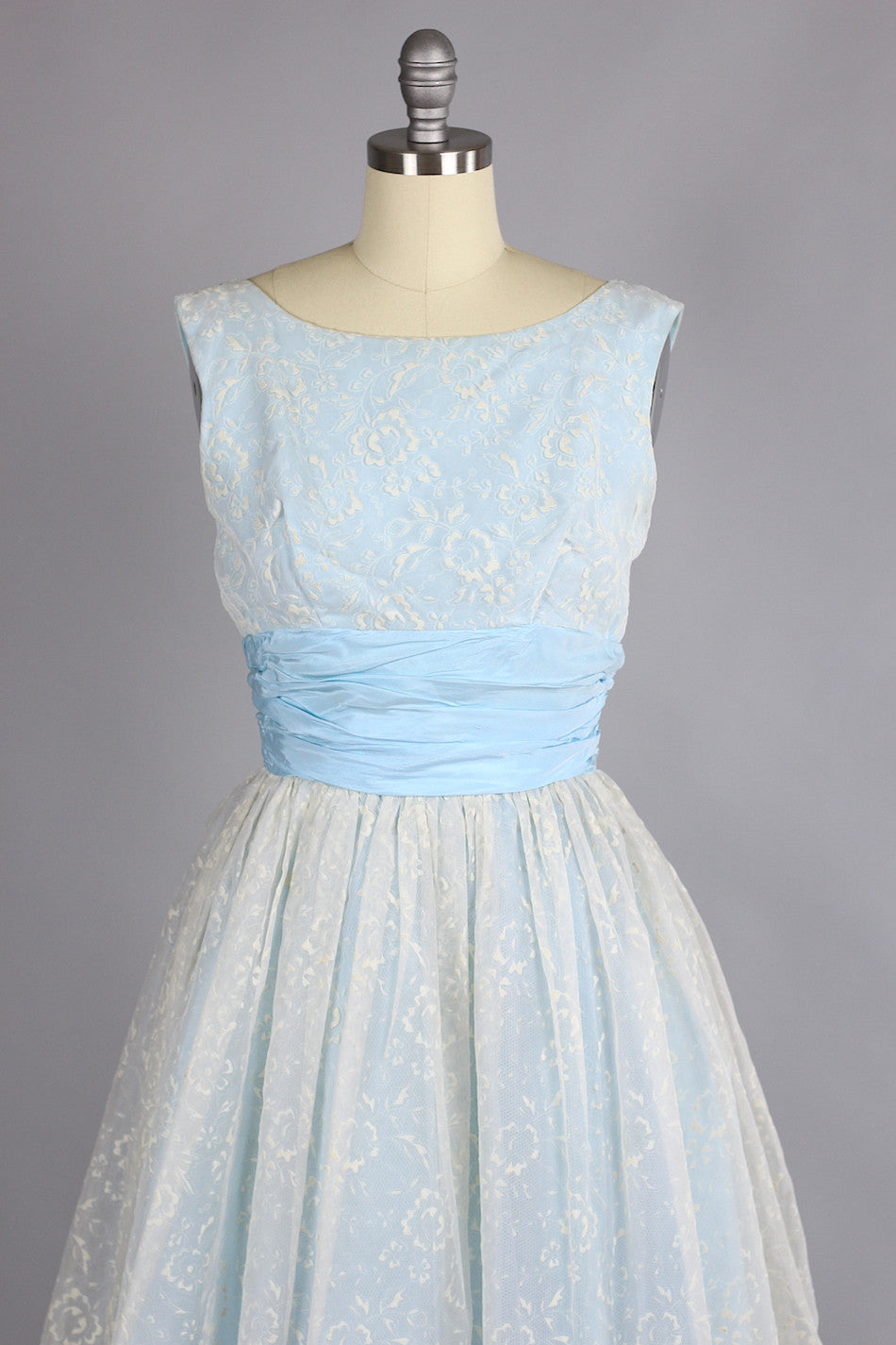 Late 1950s/ Early 1960s Pale Blue Party Hostess Dress