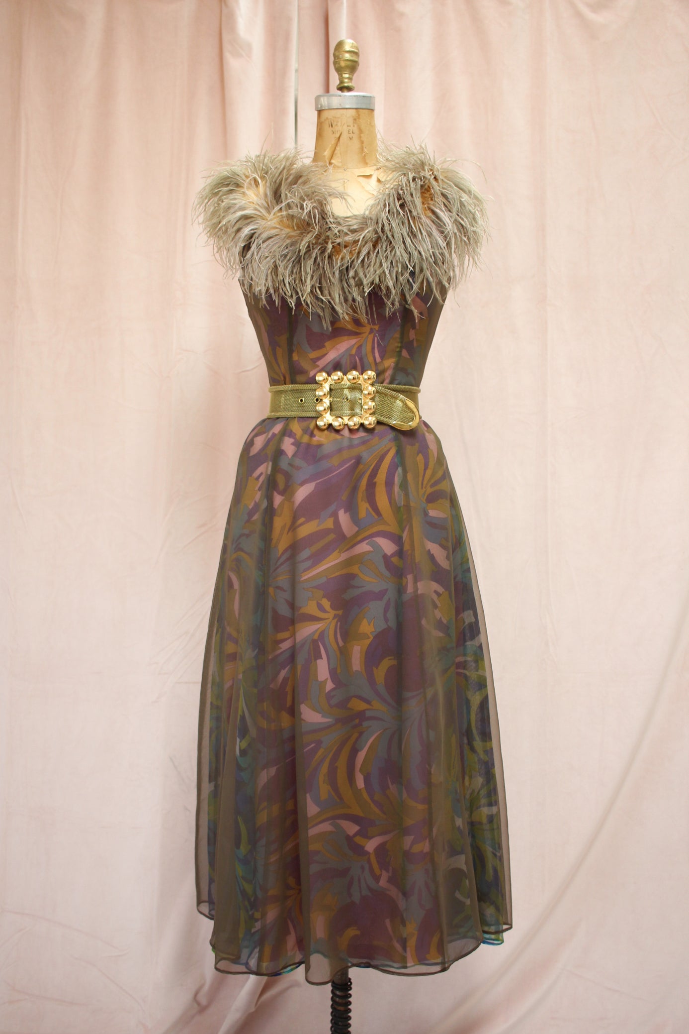 Jack Bryan Ostrich Feather Dress