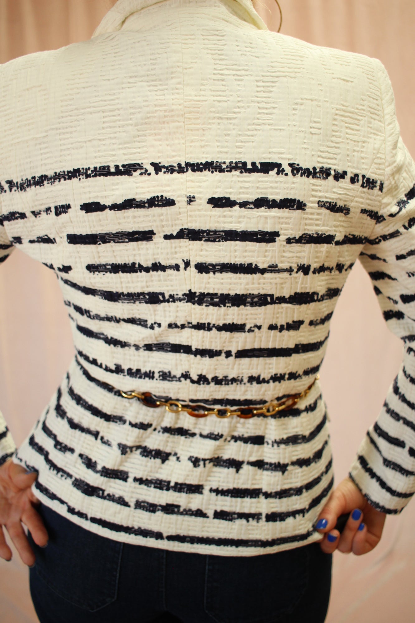 Escada White Paint Stripes Blazer