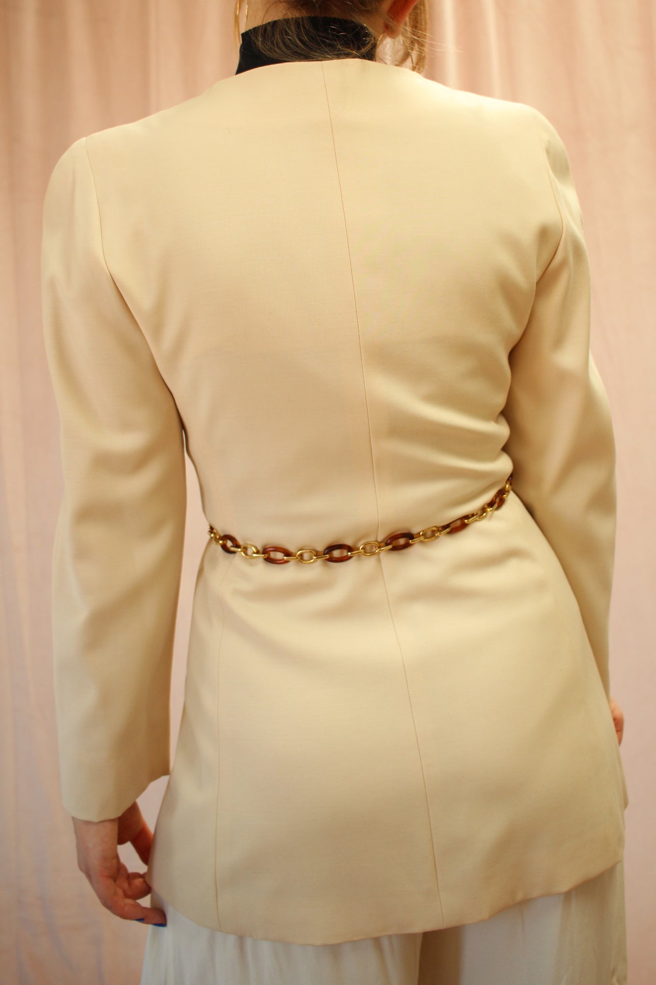 Italian Cream Jacket with Gold Ball Buttons