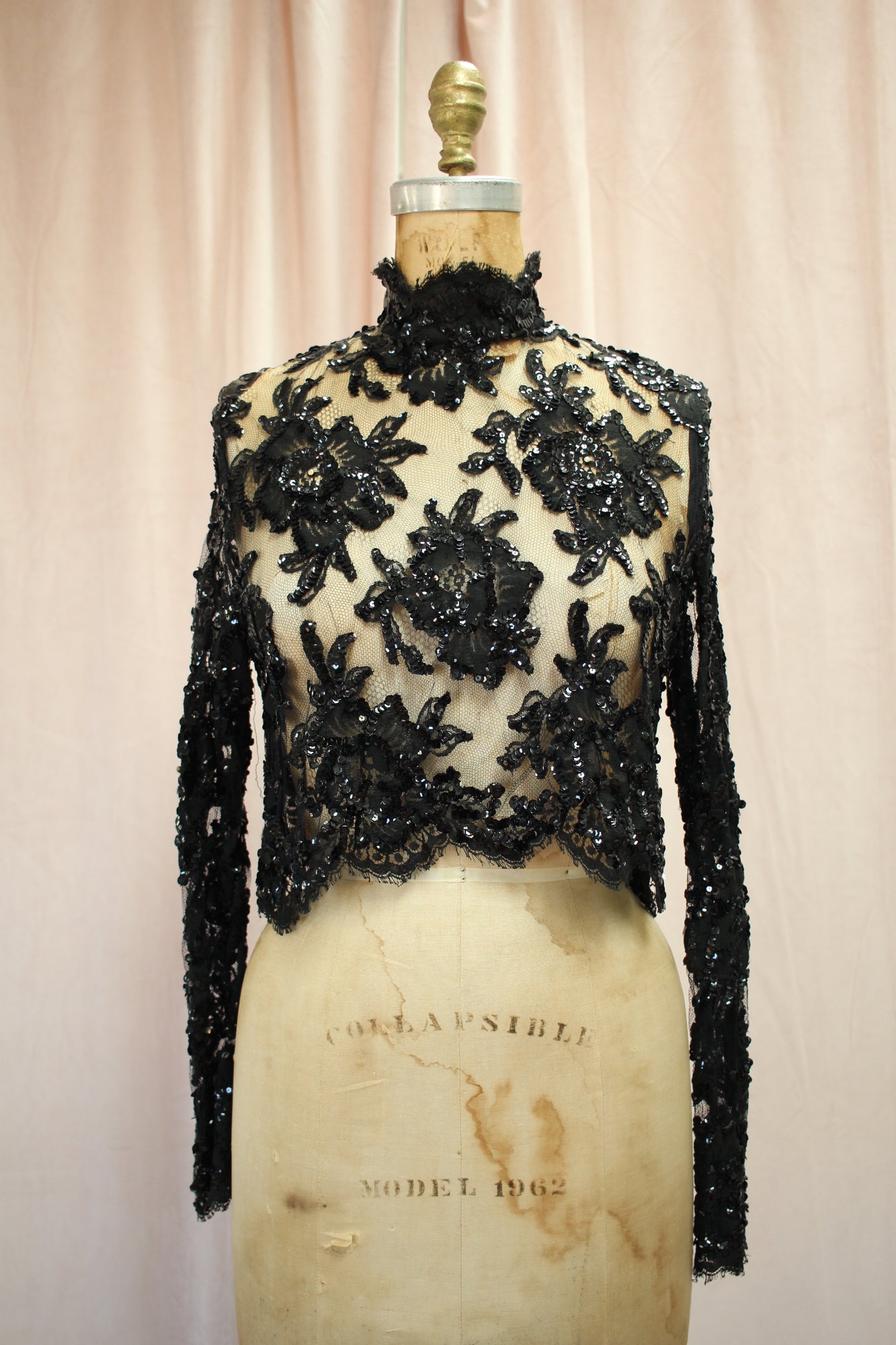 Rare Patrick Kelly Vintage Chantilly Lace Sequin Blouse