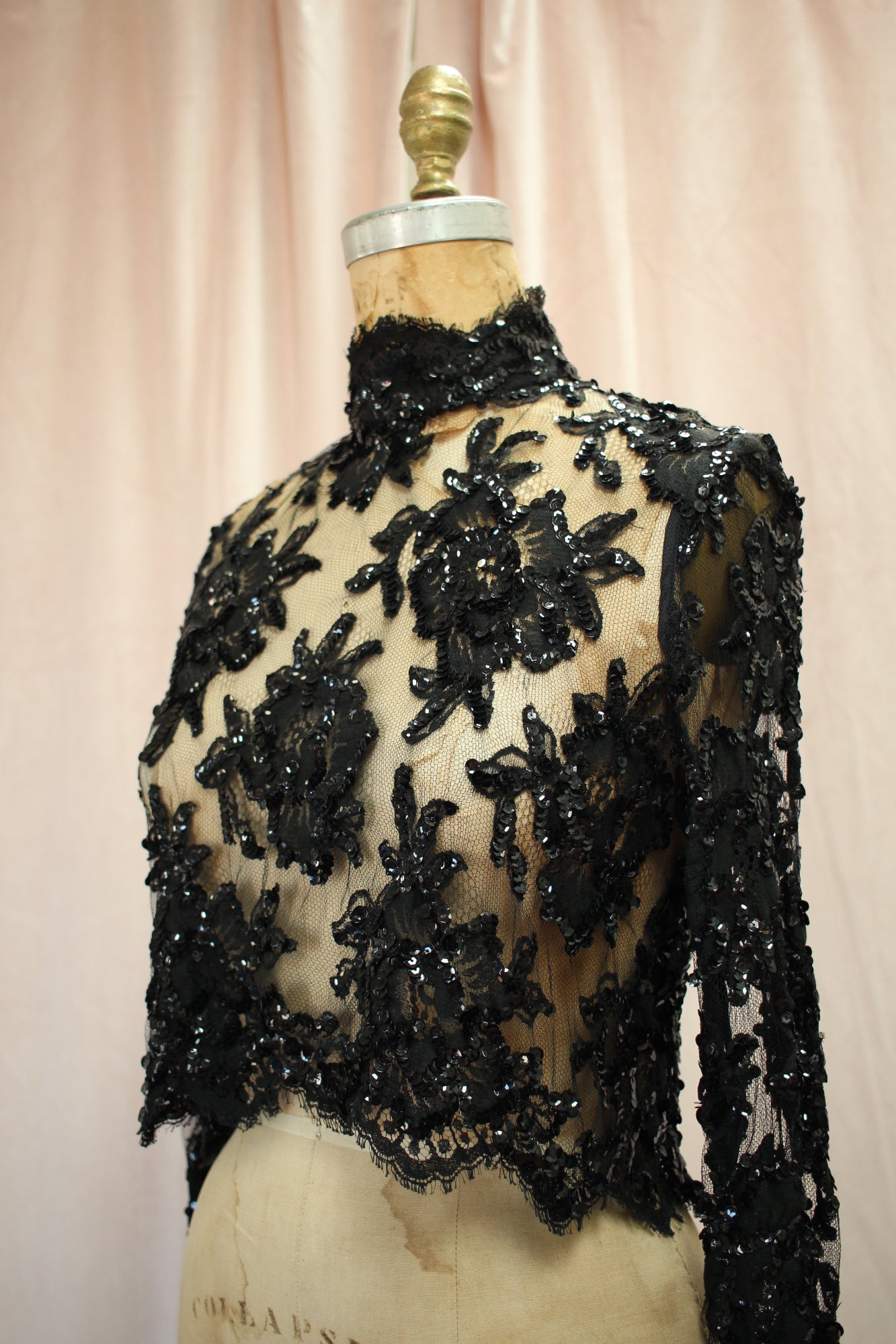 Rare Patrick Kelly Vintage Chantilly Lace Sequin Blouse