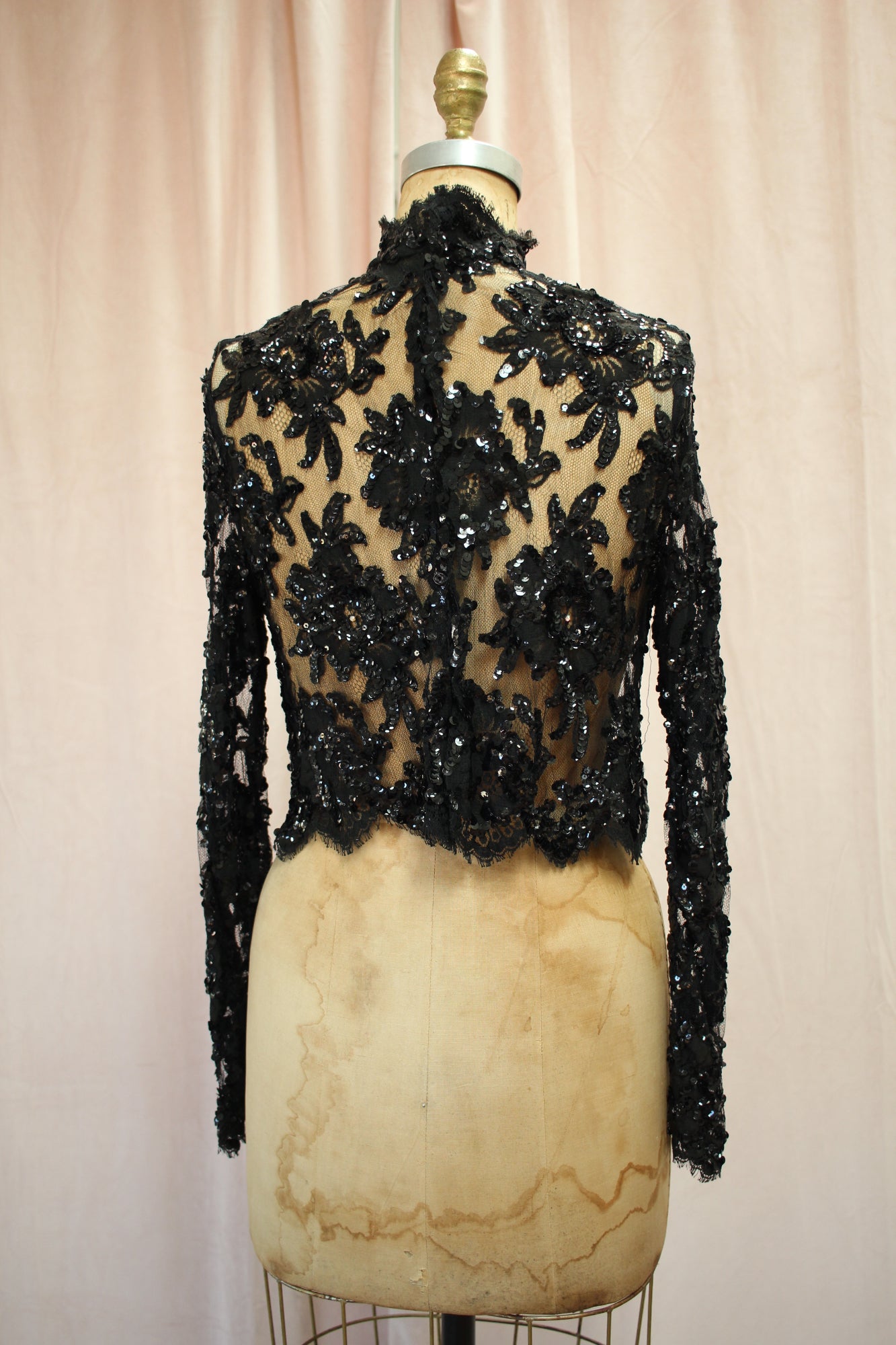 Rare Patrick Kelly Vintage Chantilly Lace Sequin Blouse
