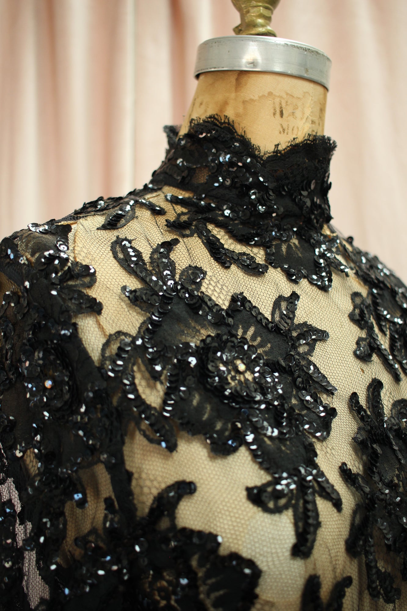 Rare Patrick Kelly Vintage Chantilly Lace Sequin Blouse
