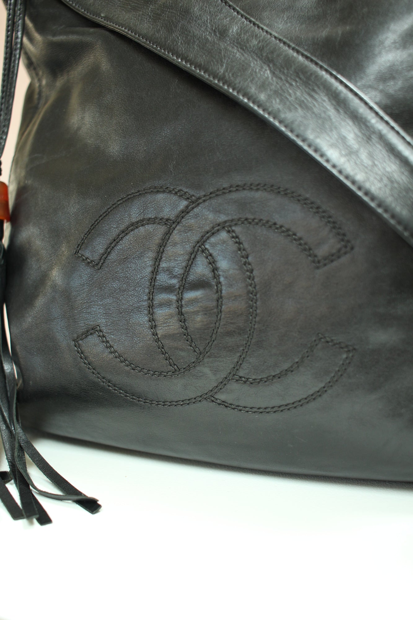 Chanel CC Logo Vintage Leather Tote Handbag