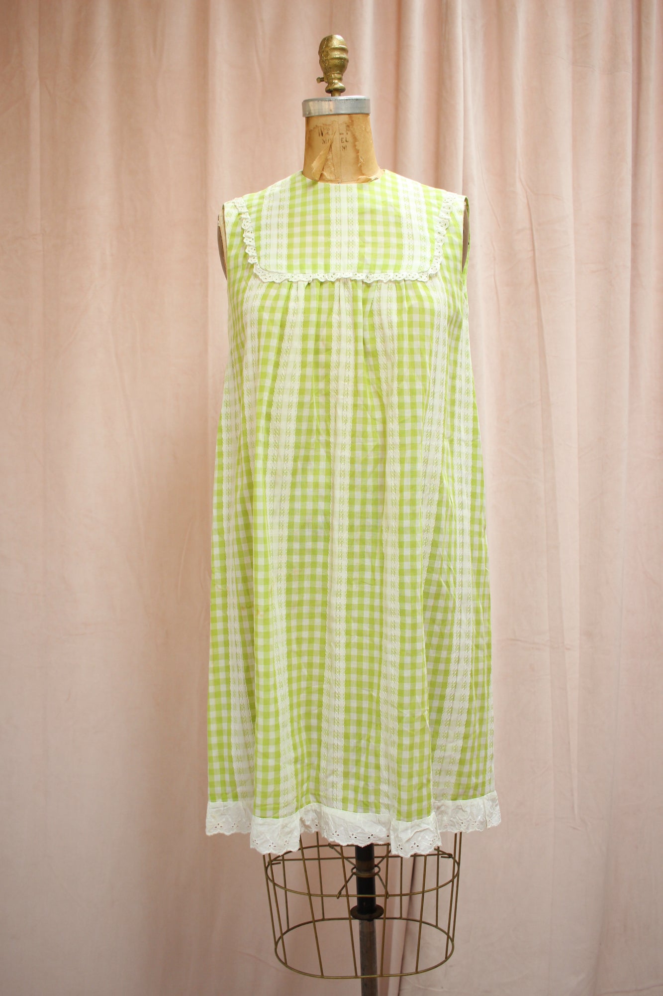 Lime Gingham 60s Dress