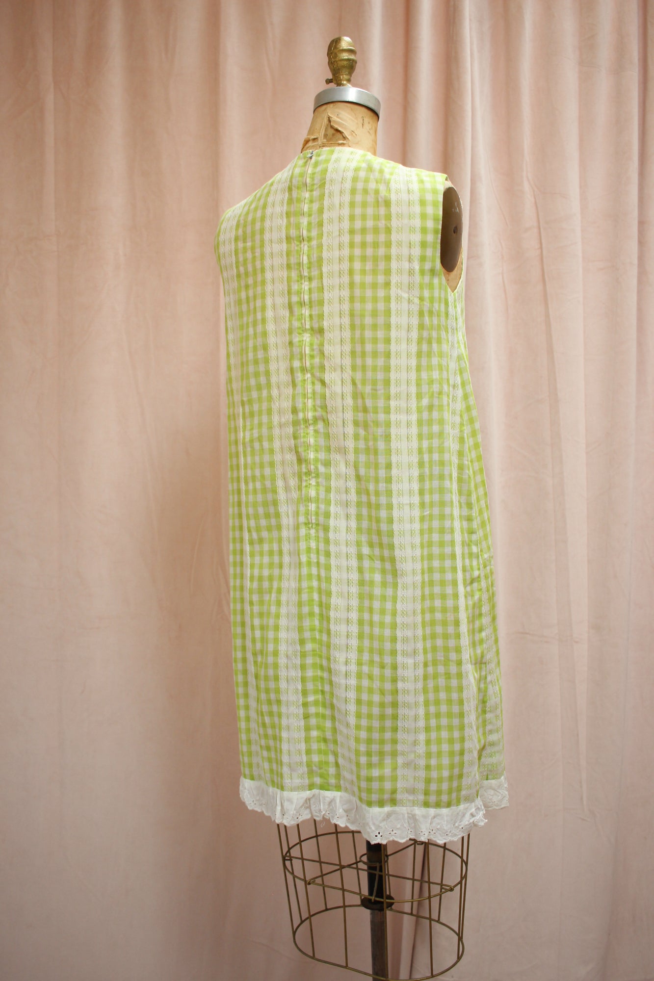 Lime Gingham 60s Dress
