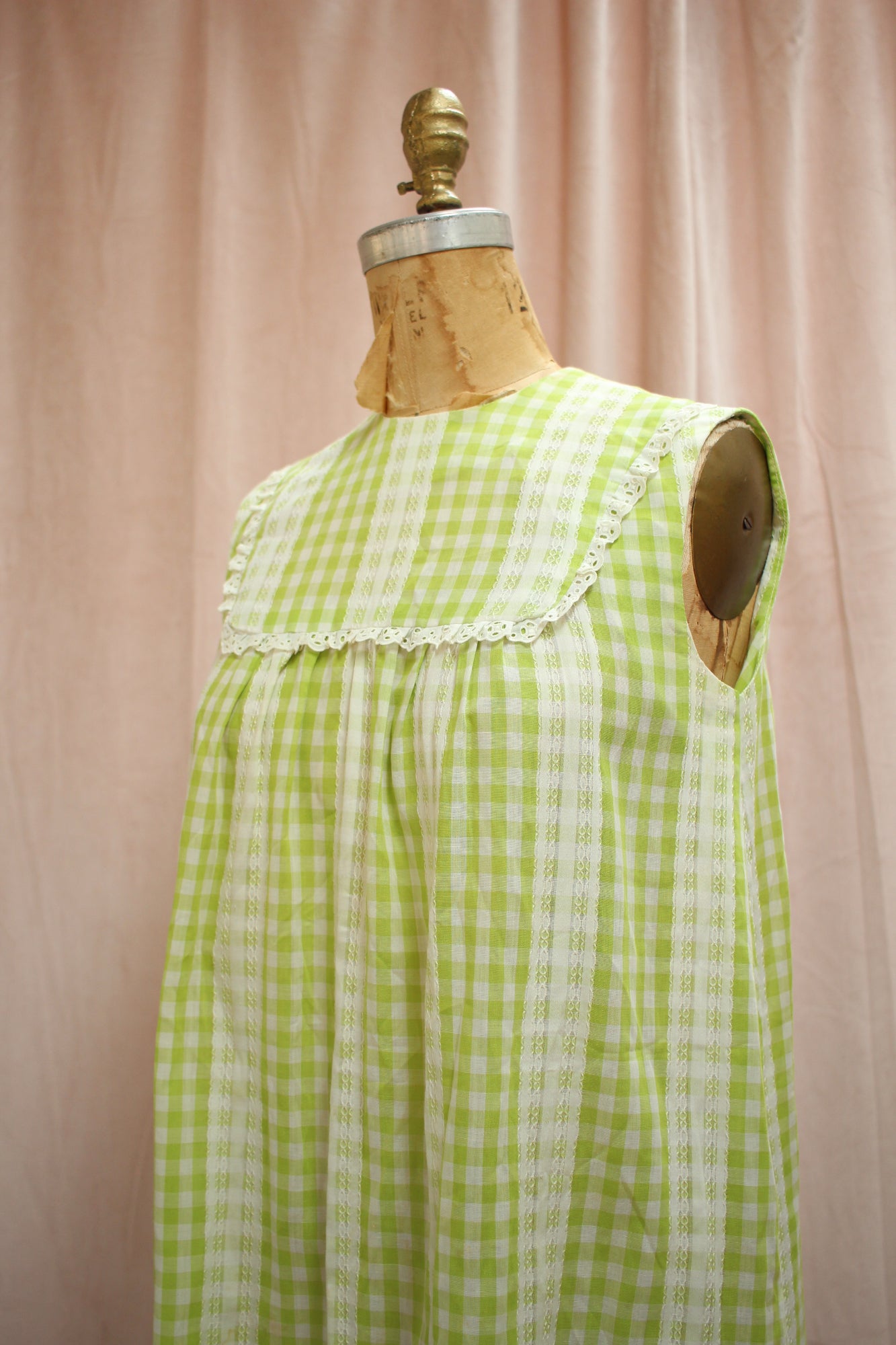 Lime Gingham 60s Dress