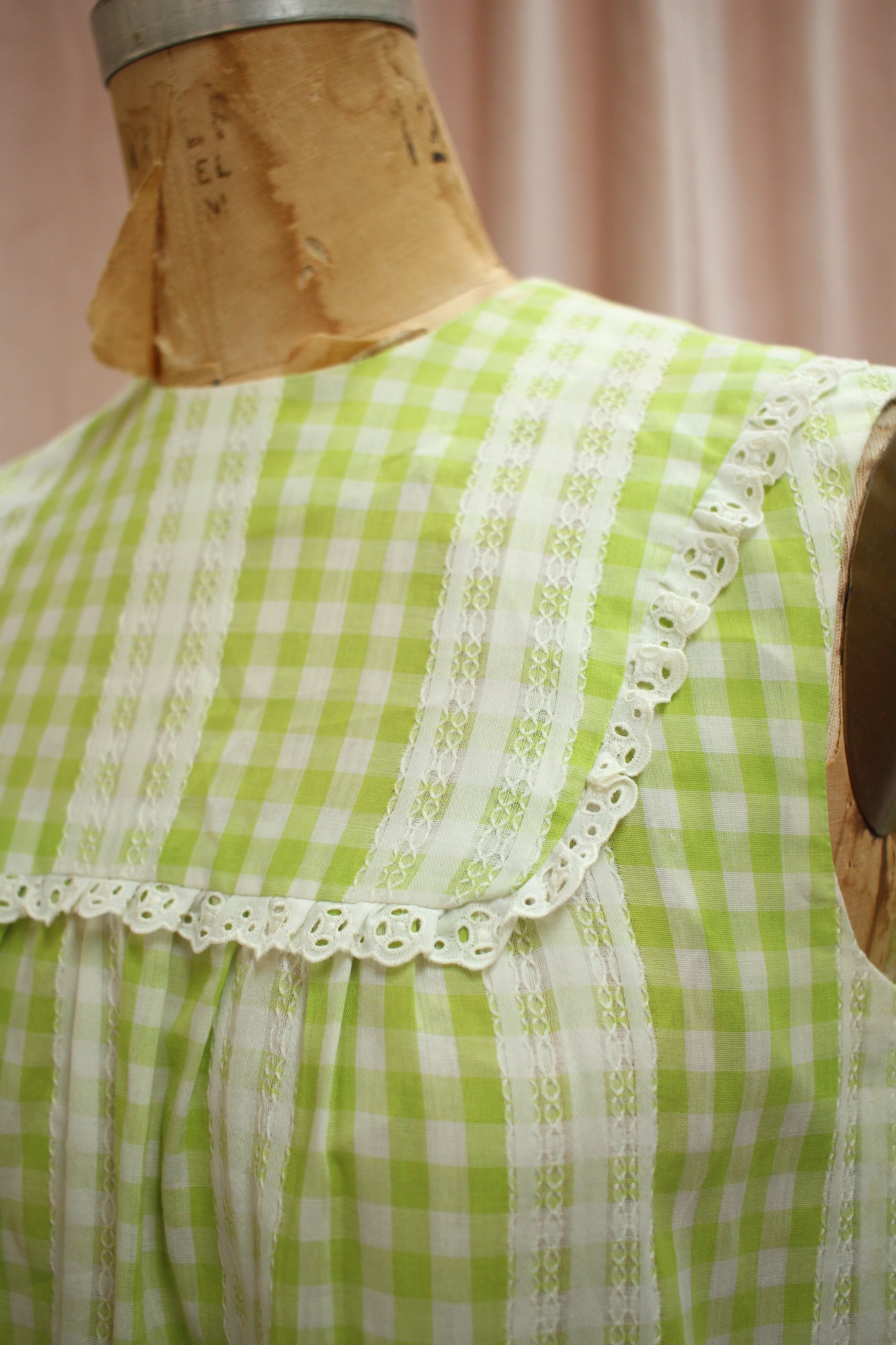 Lime Gingham 60s Dress