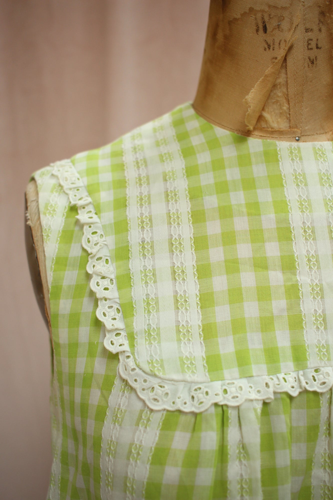 Lime Gingham 60s Dress