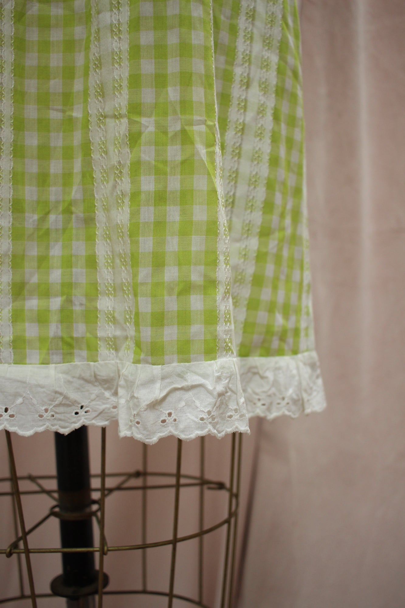 Lime Gingham 60s Dress
