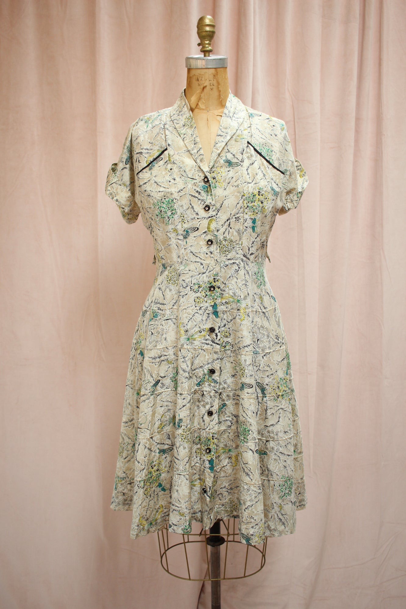 1940s Butterfly Print Summer Dress