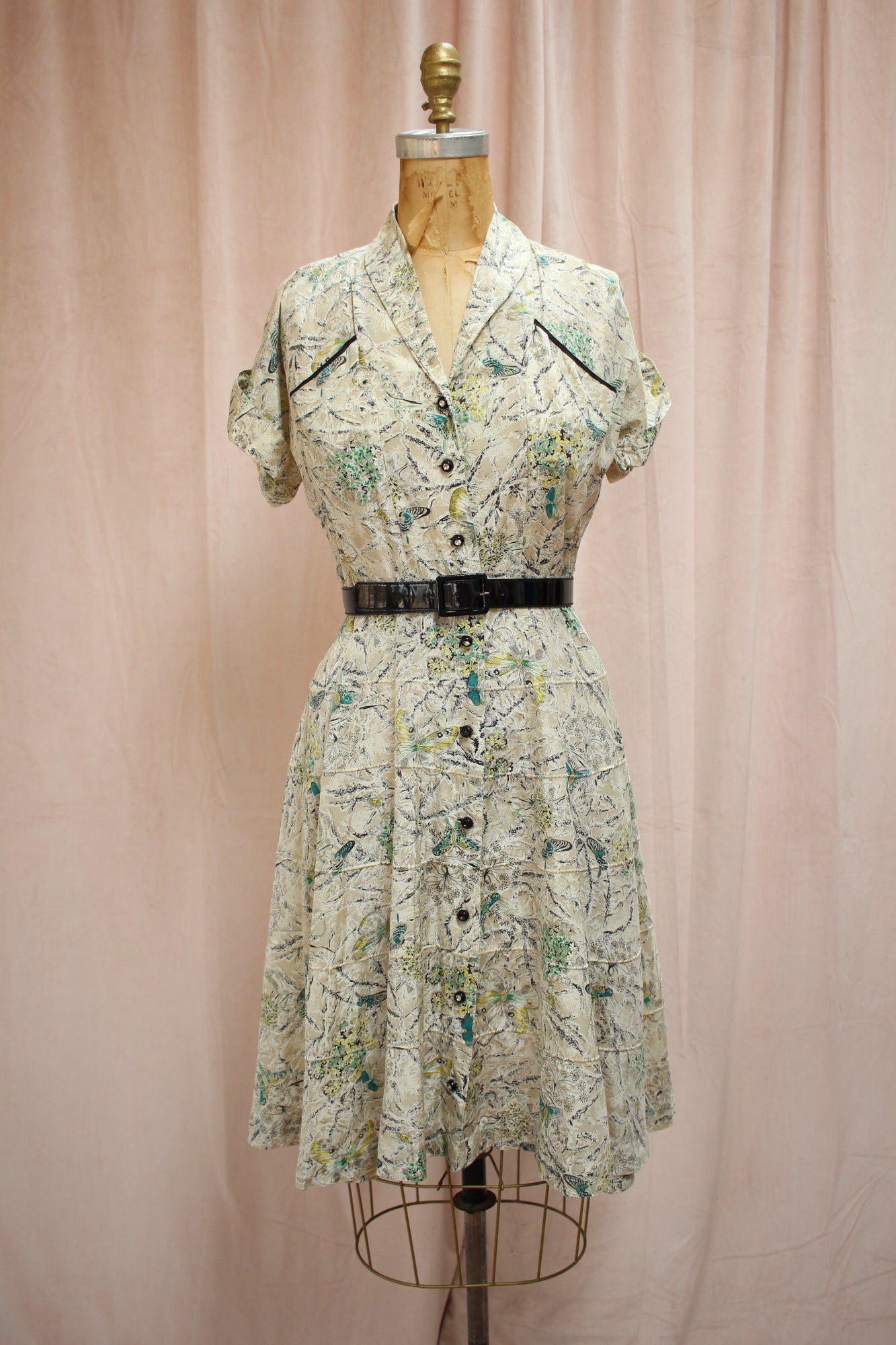 1940s Butterfly Print Summer Dress