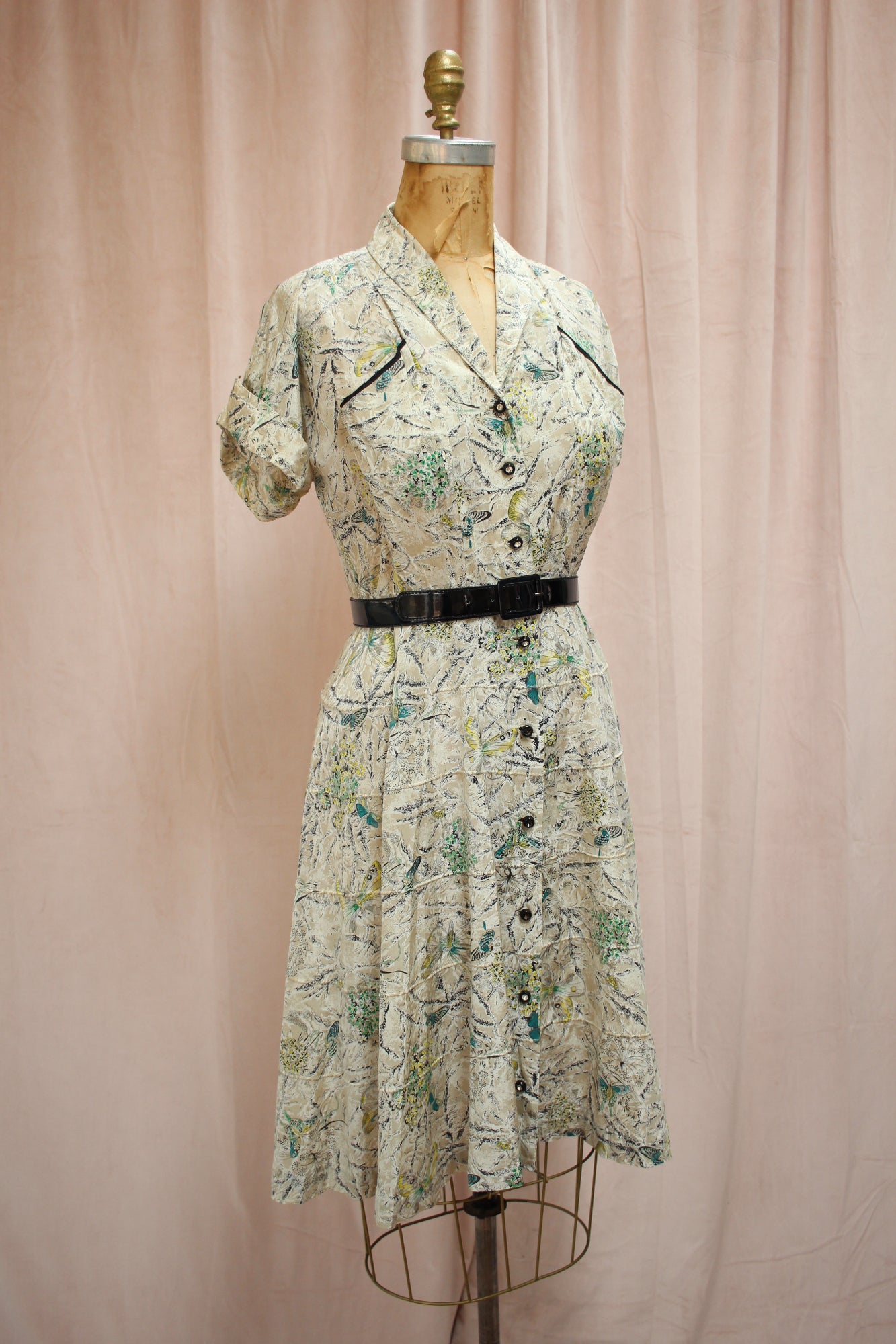 1940s Butterfly Print Summer Dress