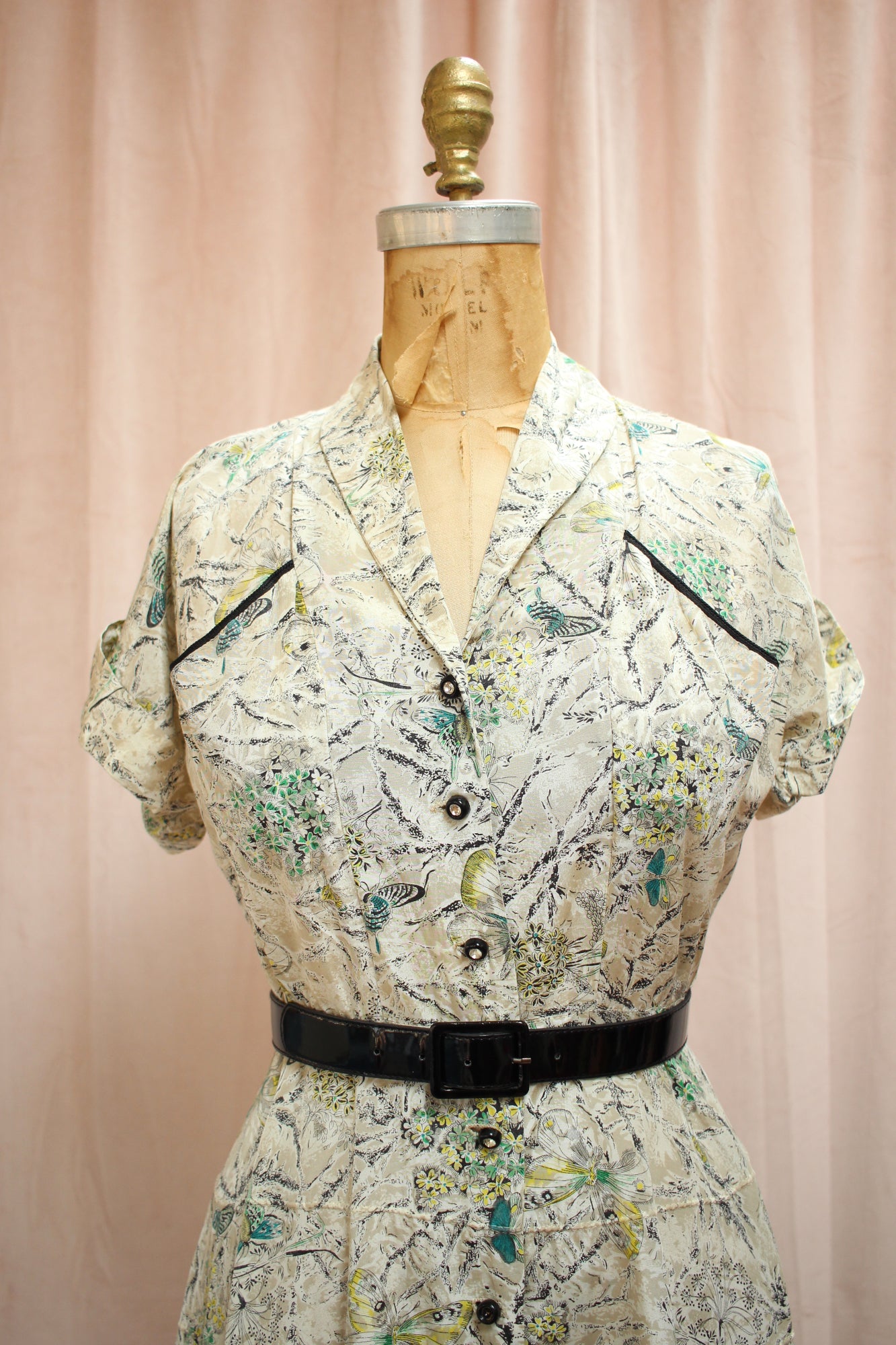 1940s Butterfly Print Summer Dress