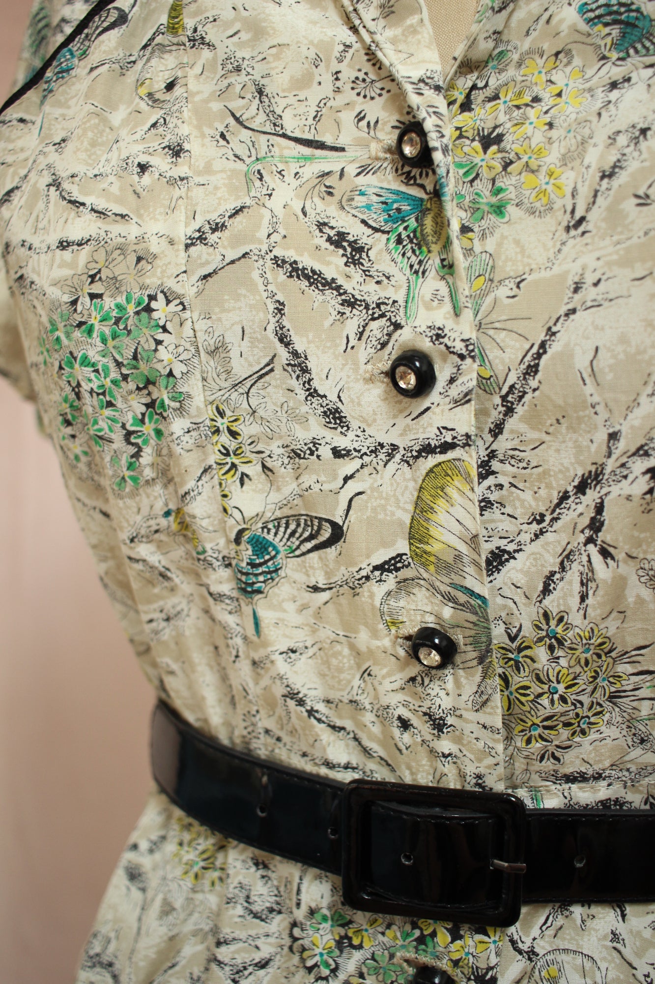 1940s Butterfly Print Summer Dress