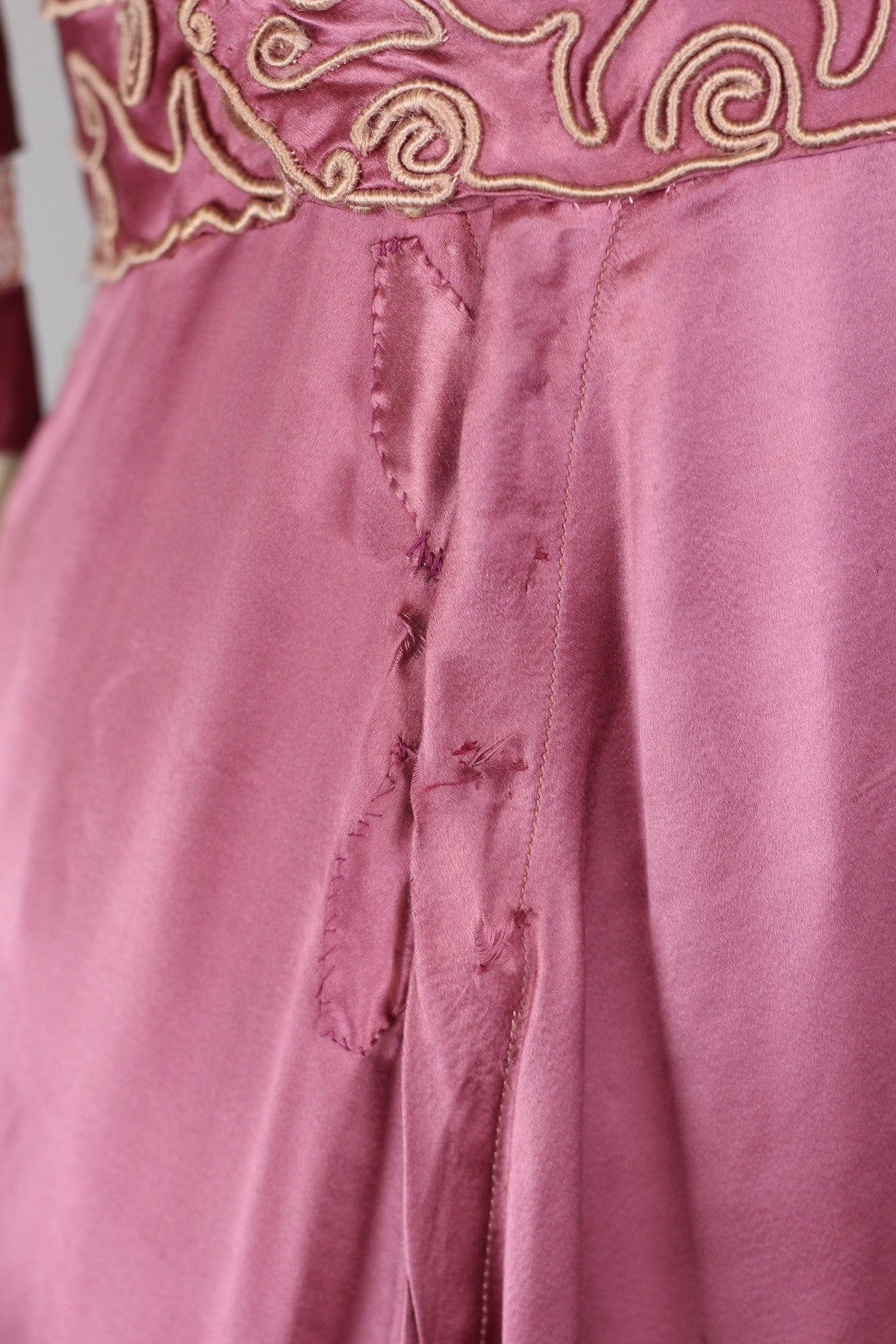 Rare Antique Victorian Plum Satin Evening Ball Gown