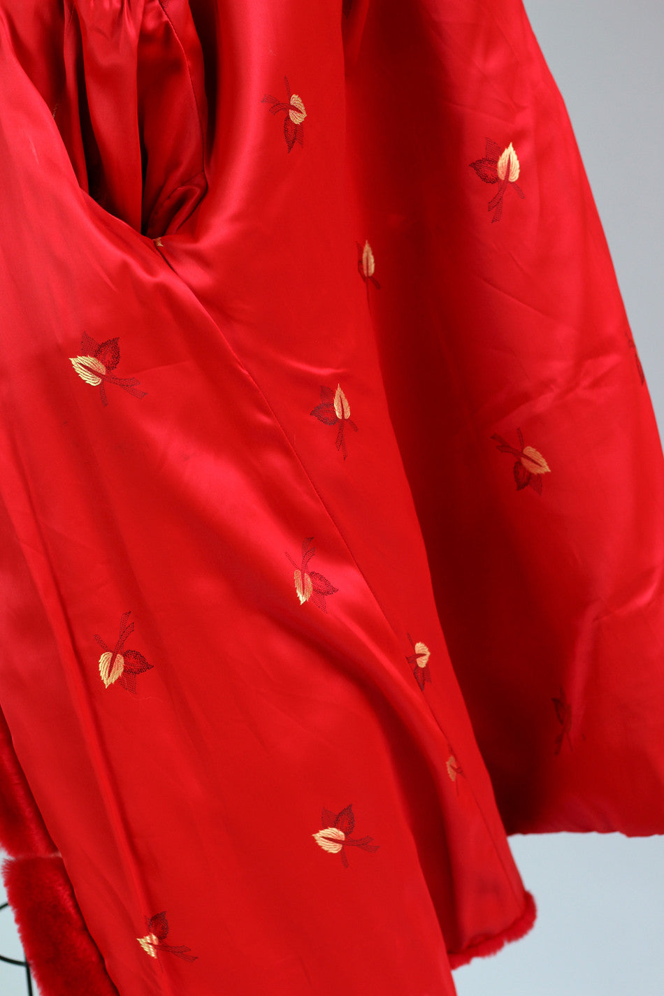 Rare 1950s Statement Red Genuine Mouton Fur Coat