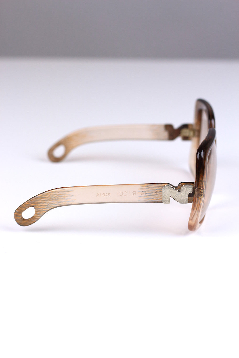 Vintage Jackie O Nina Ricci 1970s Sunglasses in Pale Brown