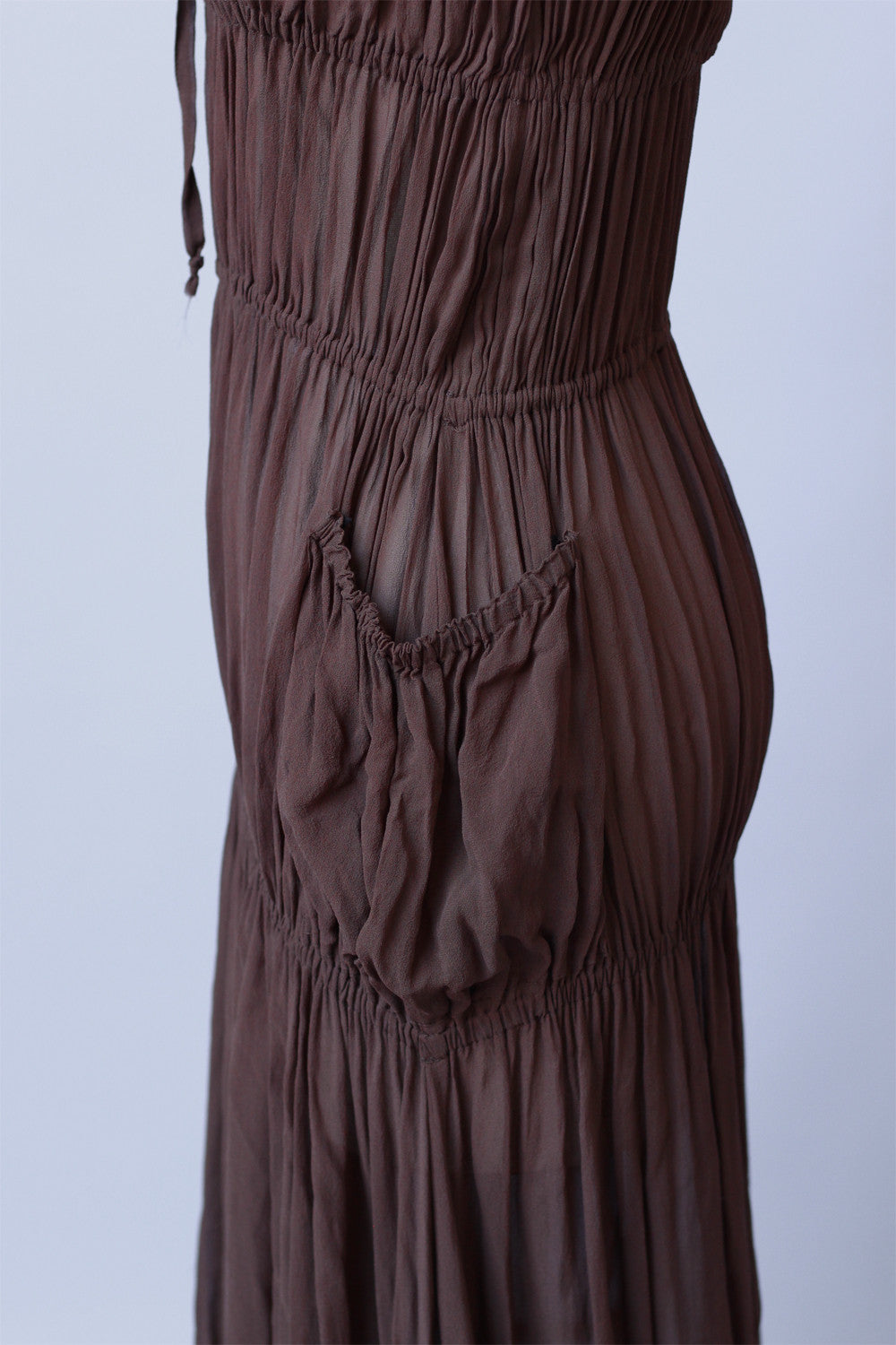 Jean Paul Gaultier Brown Silk Chiffon Bohemian Gown