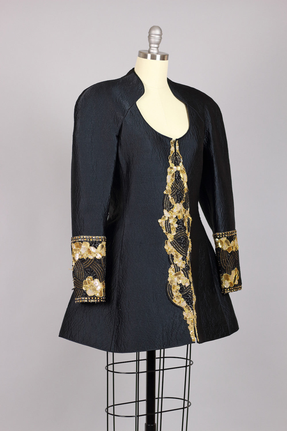 Vintage Mary McFadden Beaded Silk Peplum Jacket