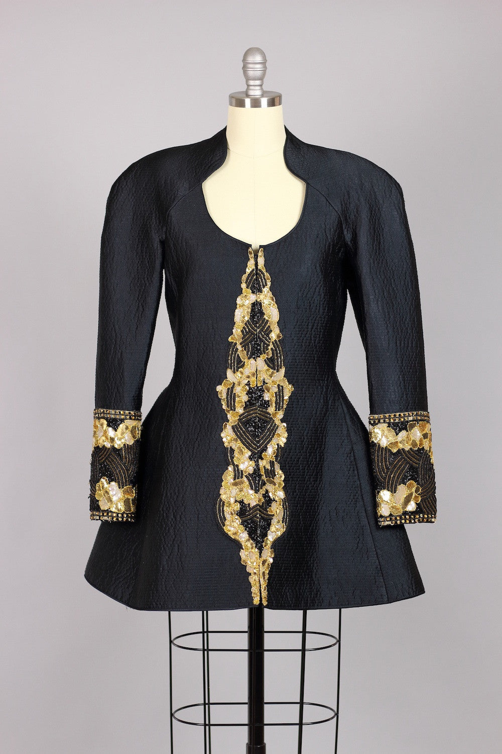 Vintage Mary McFadden Beaded Silk Peplum Jacket