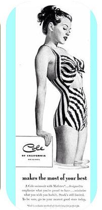 Rare 1940s Cole of California Red Striped Swimsuit