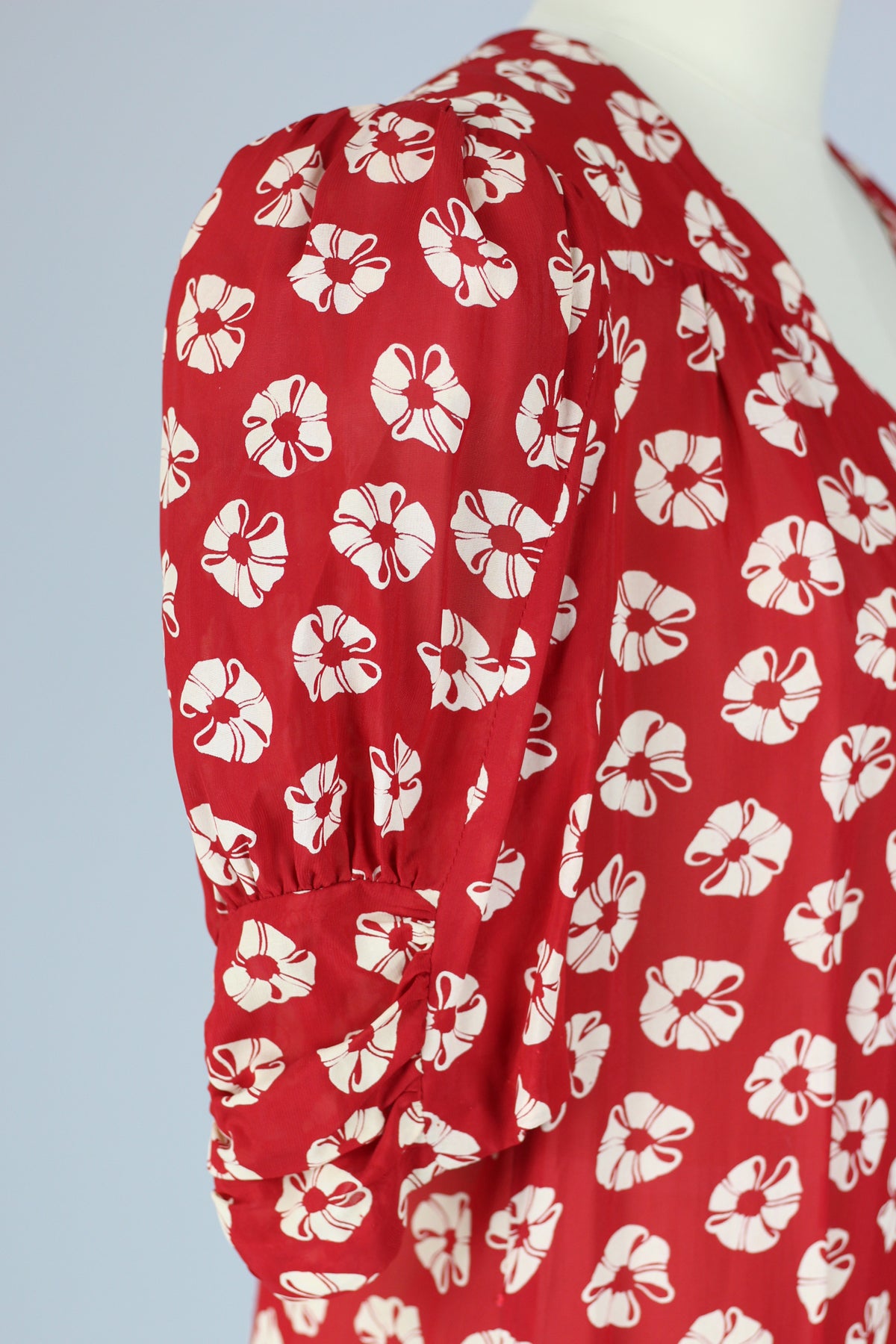 Vintage Inspired 1980s Red Floral Dress