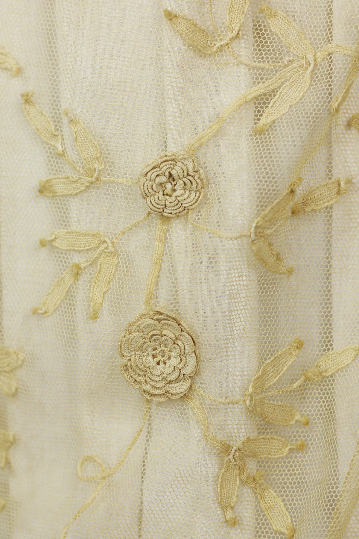 Tea-Dyed Antique Tulle Skirt with French Tambour Embroidery by Bonnie Strauss