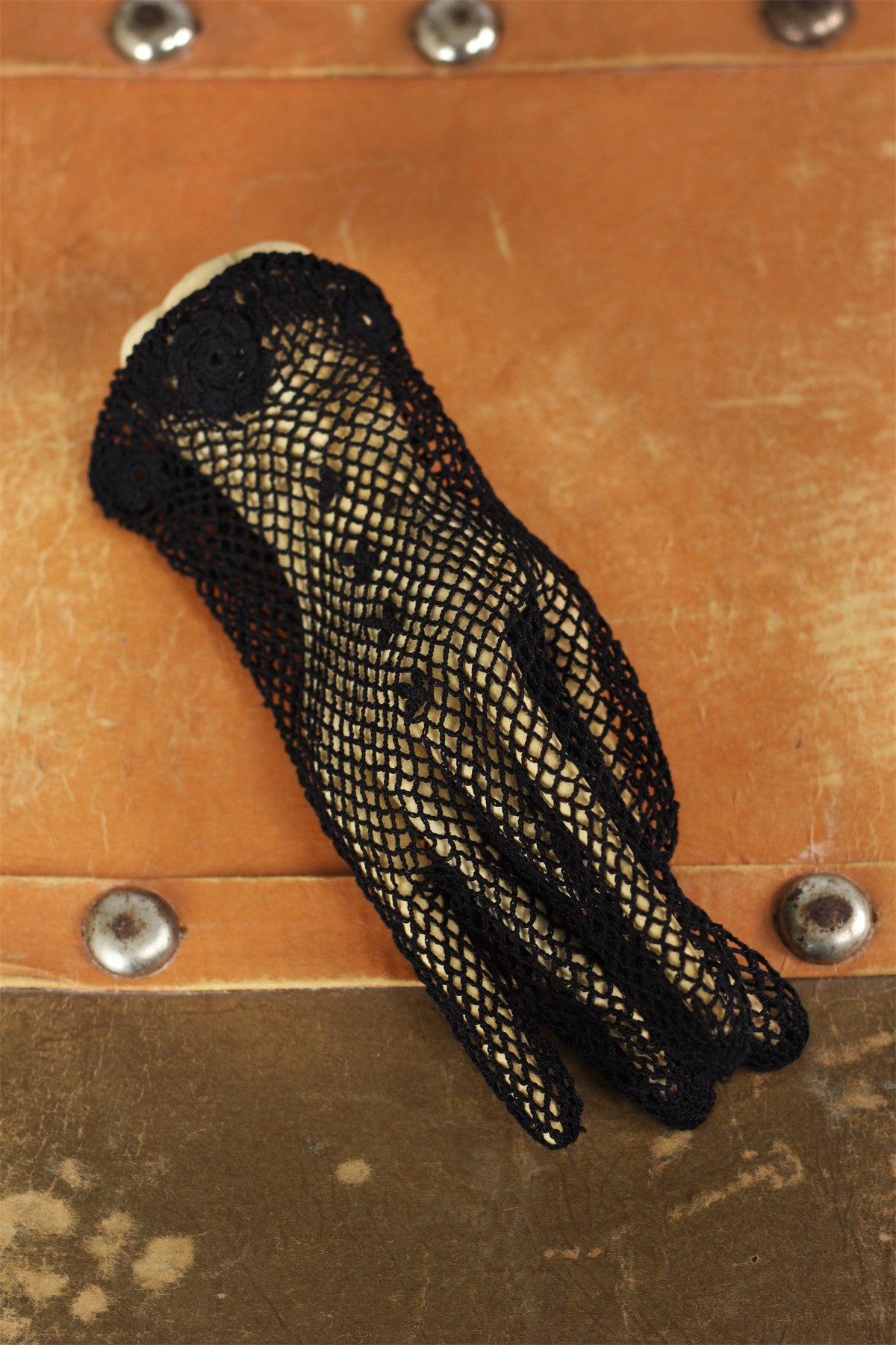 Victorian Hand Crochet Fishnet Gloves Black