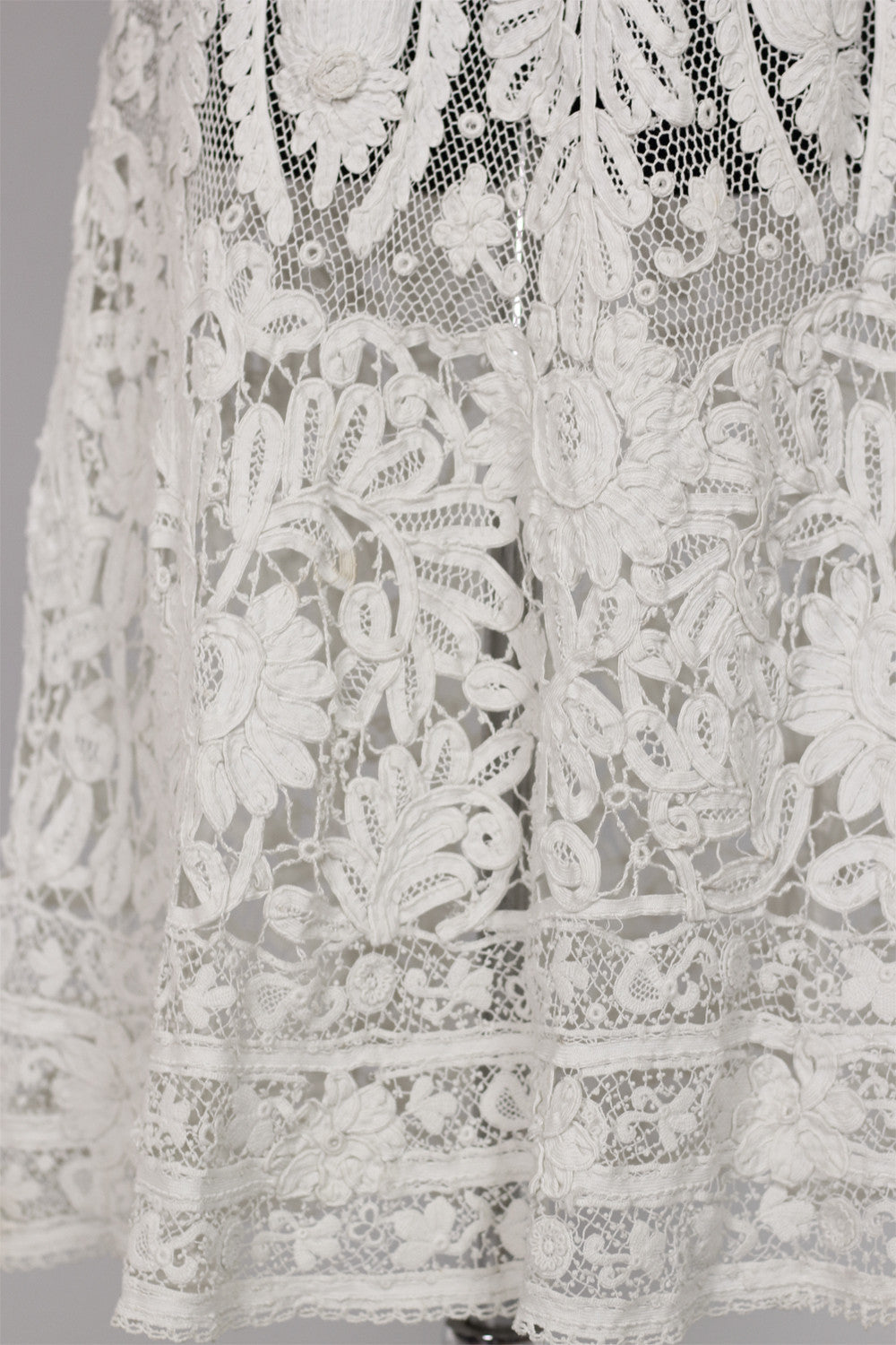 Edwardian Antique White Irish Lace & Crochet Gown
