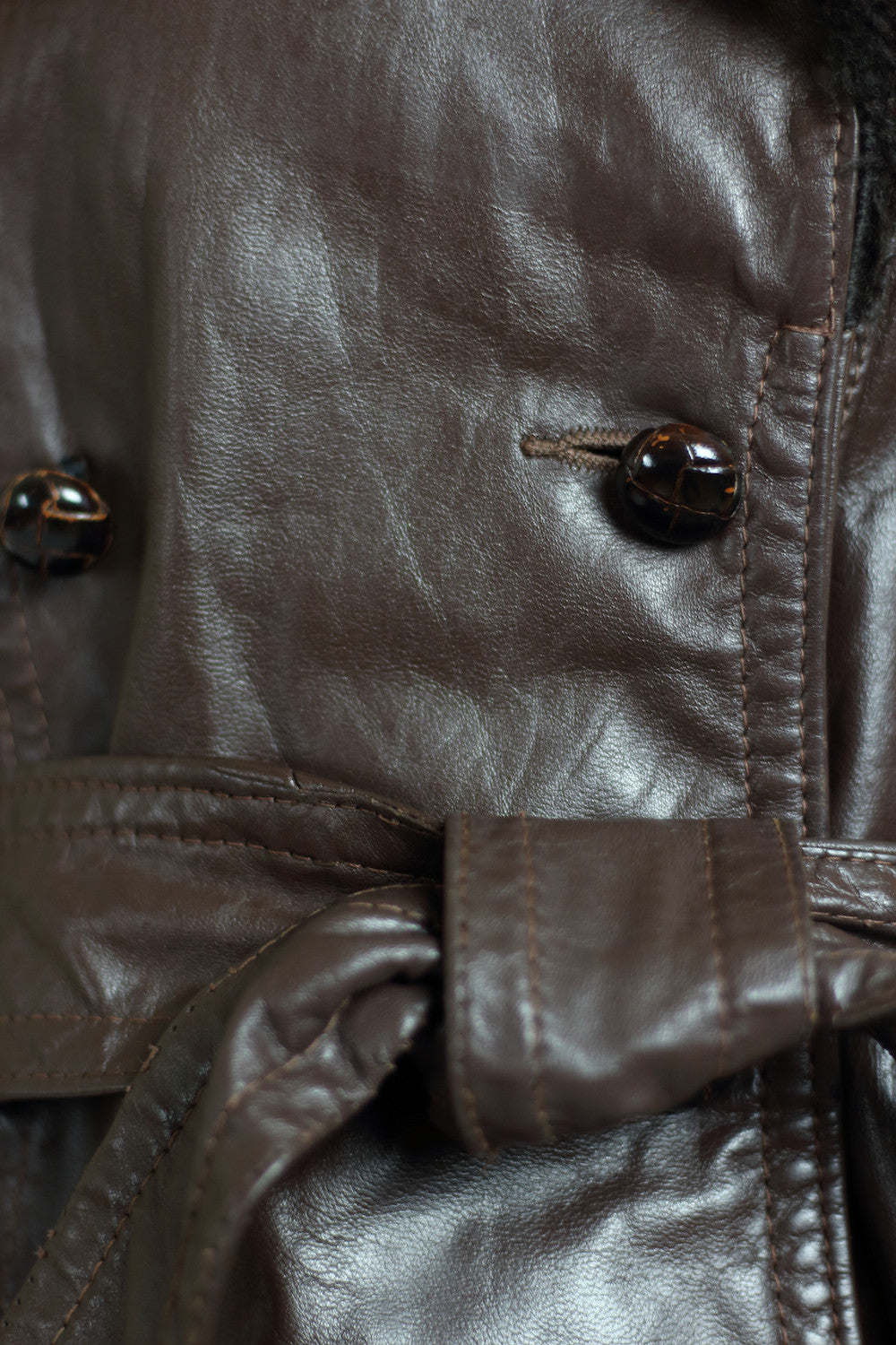 1960s Brown Leather Moto Jacket with Fur Collar