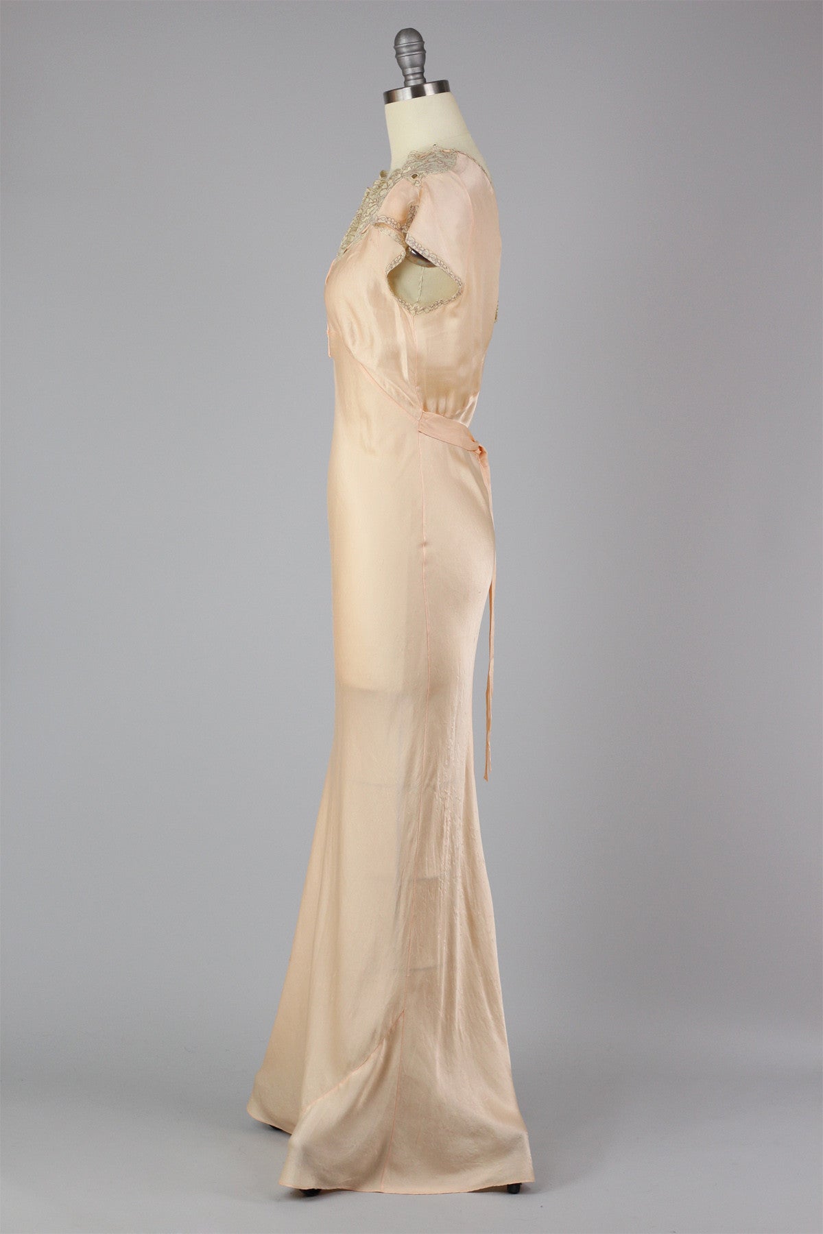 1930s French Silk Charmeuse Night Gown Rare Lingerie
